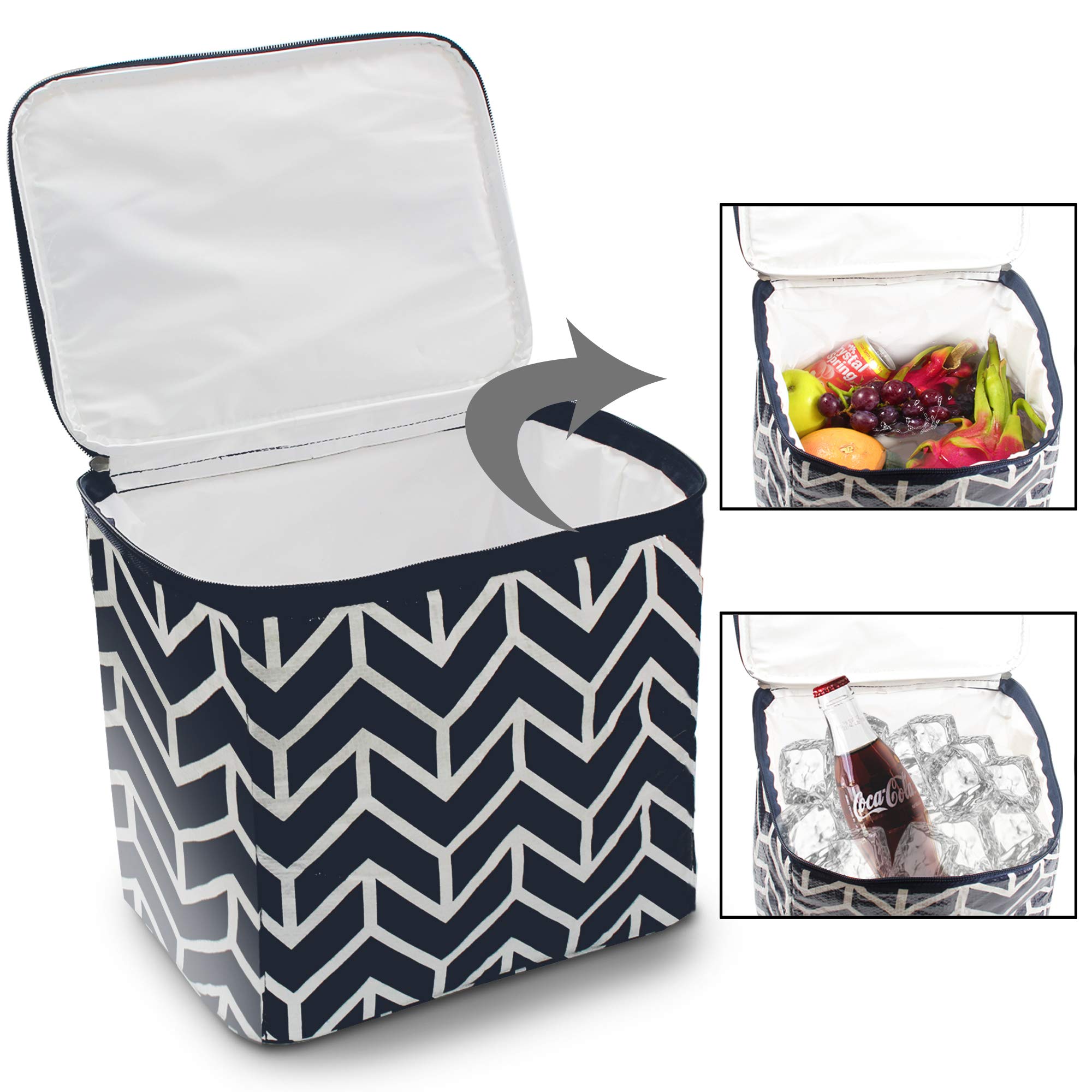 Trunk Organizer For Car, Foldable Car Storage Bag Portable Insulation Cooler Bag Collapsible Vehicle Organizer Divider Storage Totes With 4 Compartment Cargo Tote For Groceries Caddy Suv, Navy Blue