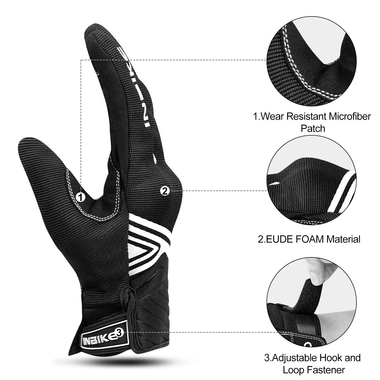 Inbike Breathable Mesh Motorcycle Gloves Touchscreen With Tpr Palm Pad Hard Knuckles Black White Small
