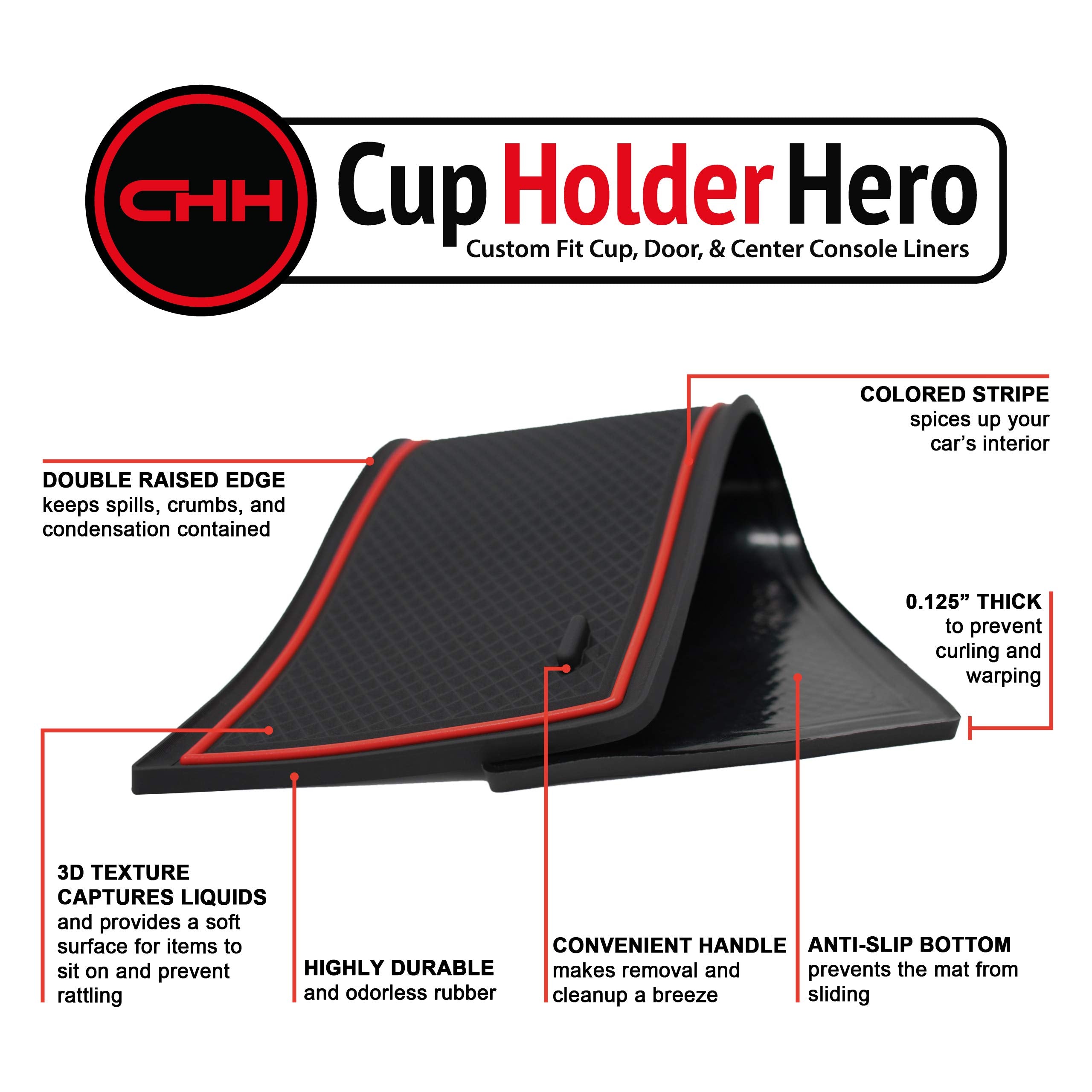 Cupholderhero Fits Toyota 4Runner 2020-2024 Accessories - Custom Non-Slip Anti-Dust Cup Holder Inserts, Center Console Liners, D