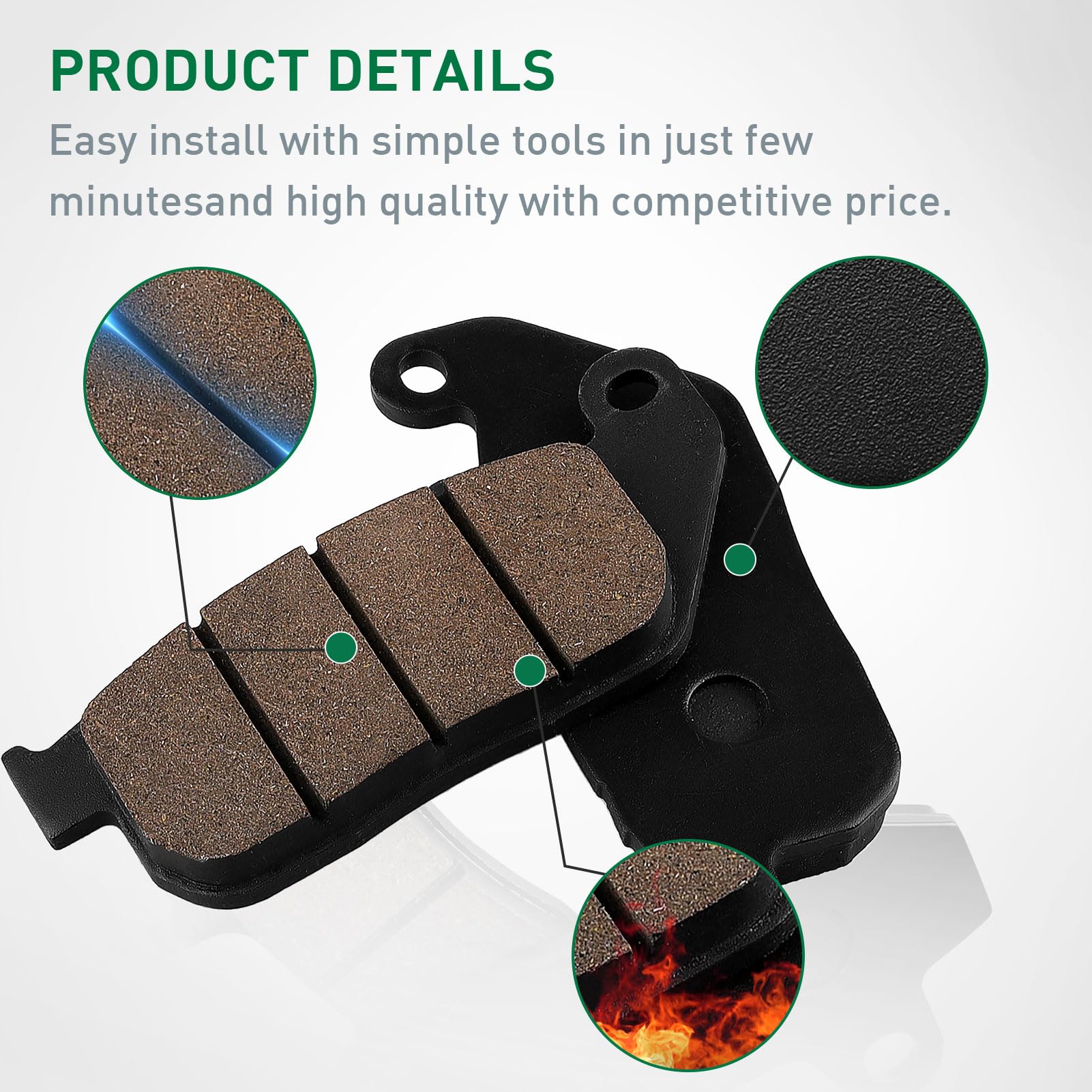 Cyleto Front and Rear Brake Pads for HARLEY DAVIDSON Sportster 1200 XL1200C Custom 2004-2013 /Sportster 883 SuperLow Custom/ XL1