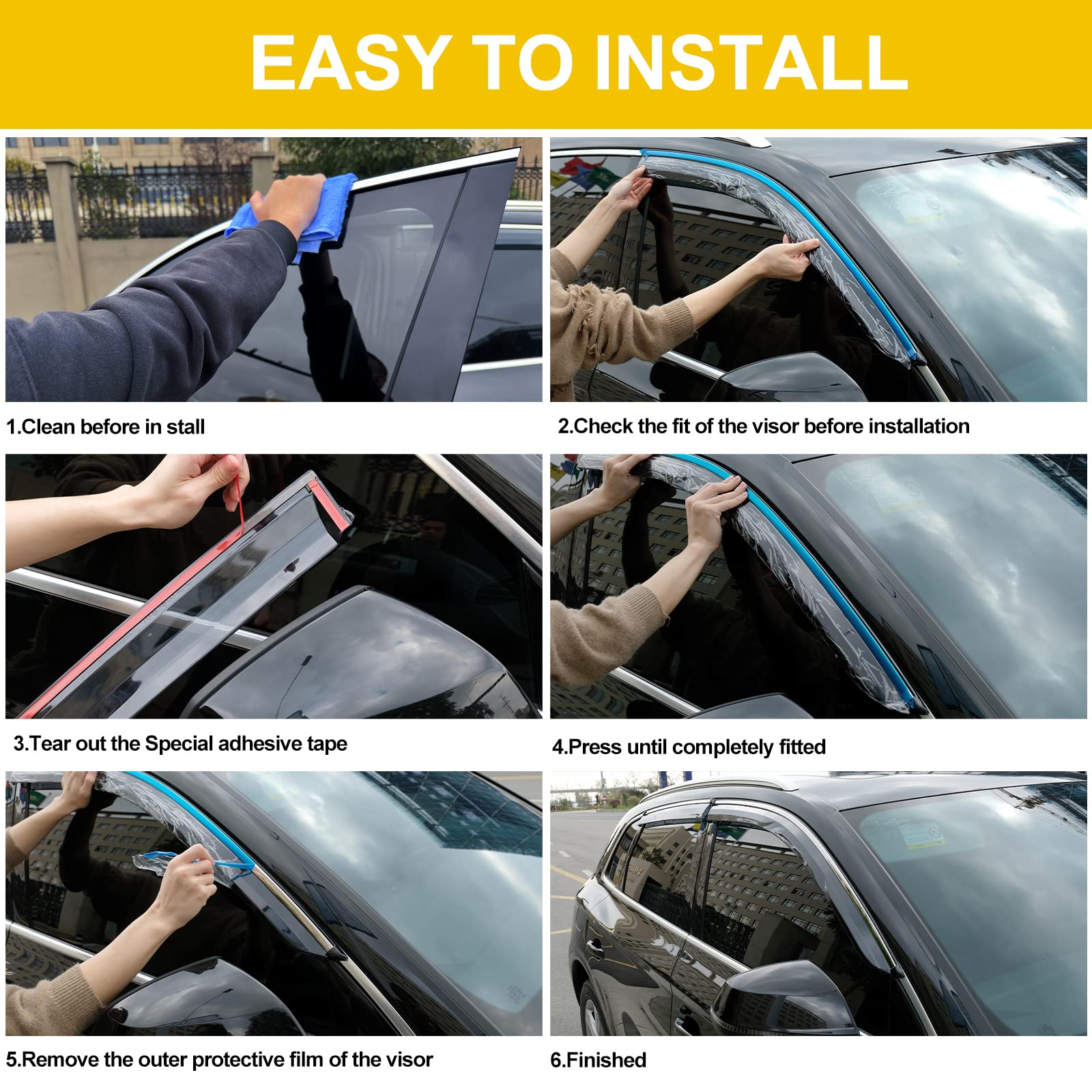 Arokzn 4PCS Window Visor Deflectors Rain Guards Designed for 2013-2019 Nissan Sentra 94248