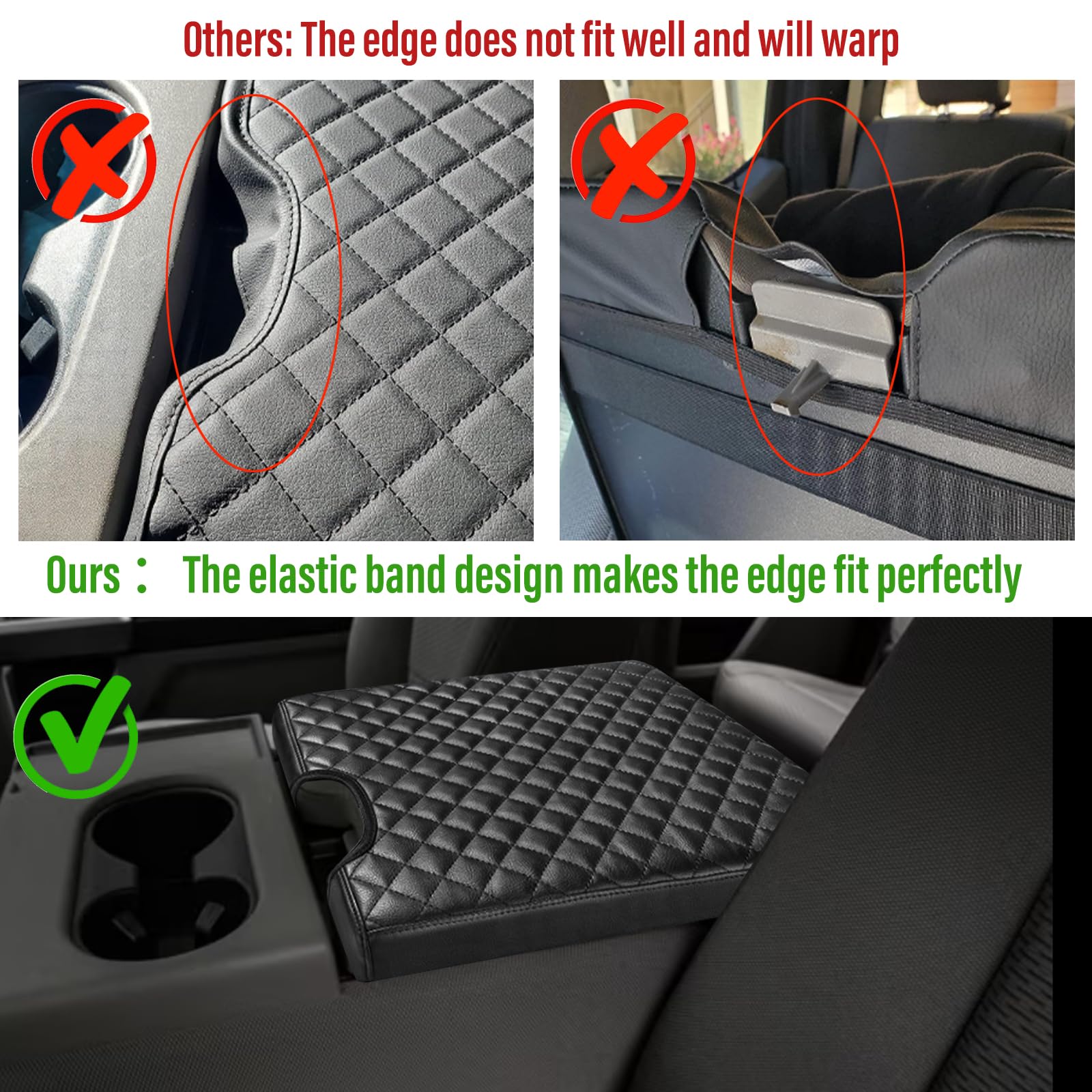 Center Console Armrest Cover For Ford F150 2015-2022, F250 F350 F450 F550 2017-2022, Pu Leather Car Interior Accessories, Middle