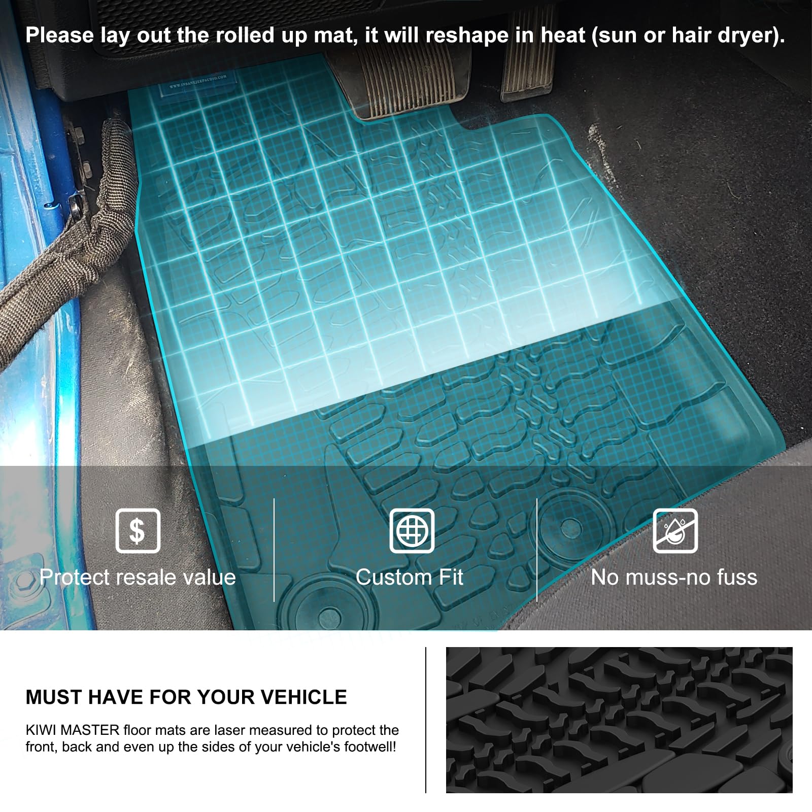 Kiwi Master Floor Mats & Cargo Liner For 2014-2018 Jeep Wrangler Jk 4 Door Oem Replacement 82213860 82213184 All Weather Mat Fro