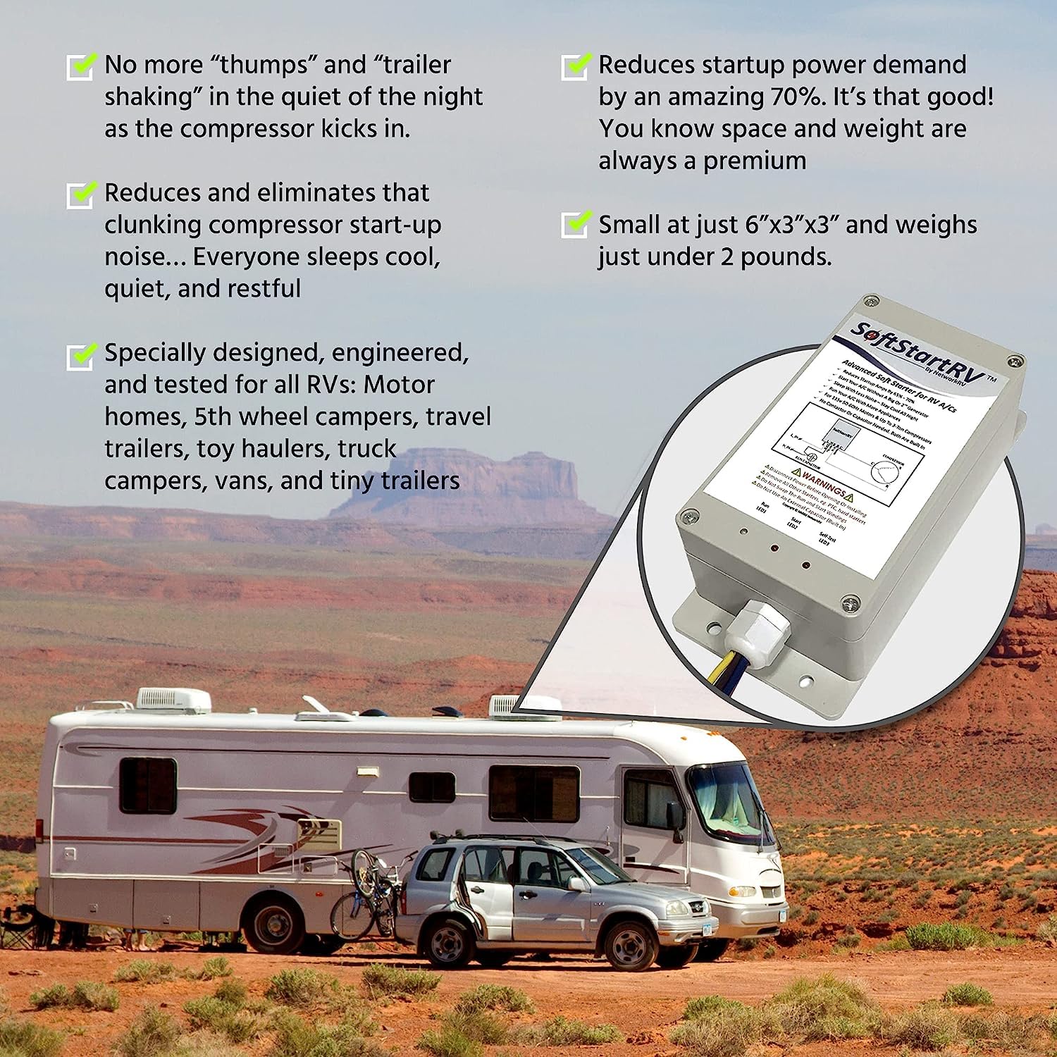 Softstartrv Rv Ac Soft Start Kit - Easy Start For Air Conditioner, 100% Waterproof, Trailer Camper, Motorhome Hvac - Pack Of 2
