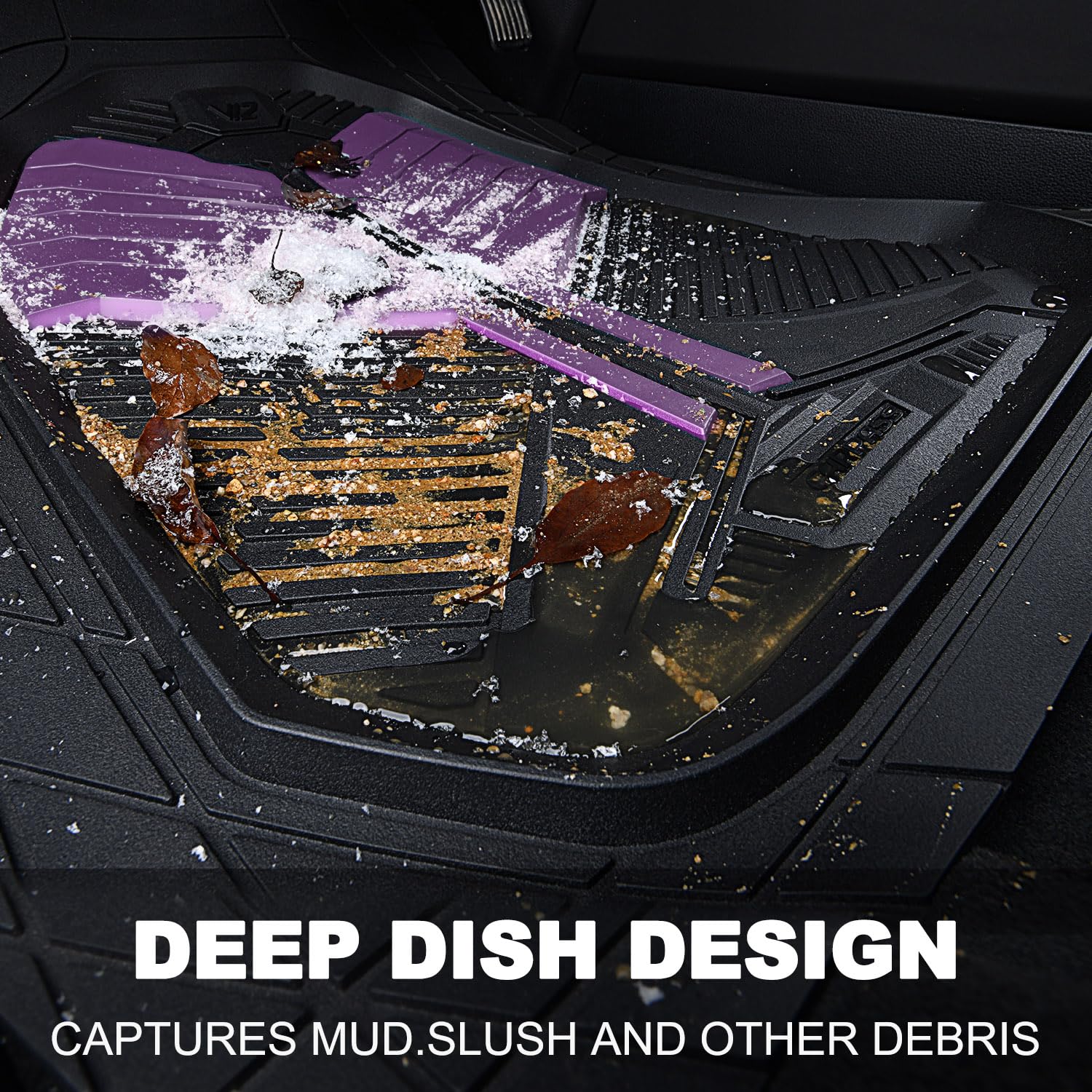 Car Pass Heavy Duty Rubber Car Mats, Deep Dish Car Floor Mats All Weather, Car Mats Full Set Trim To Fit For Sedans Suvs Trucks,