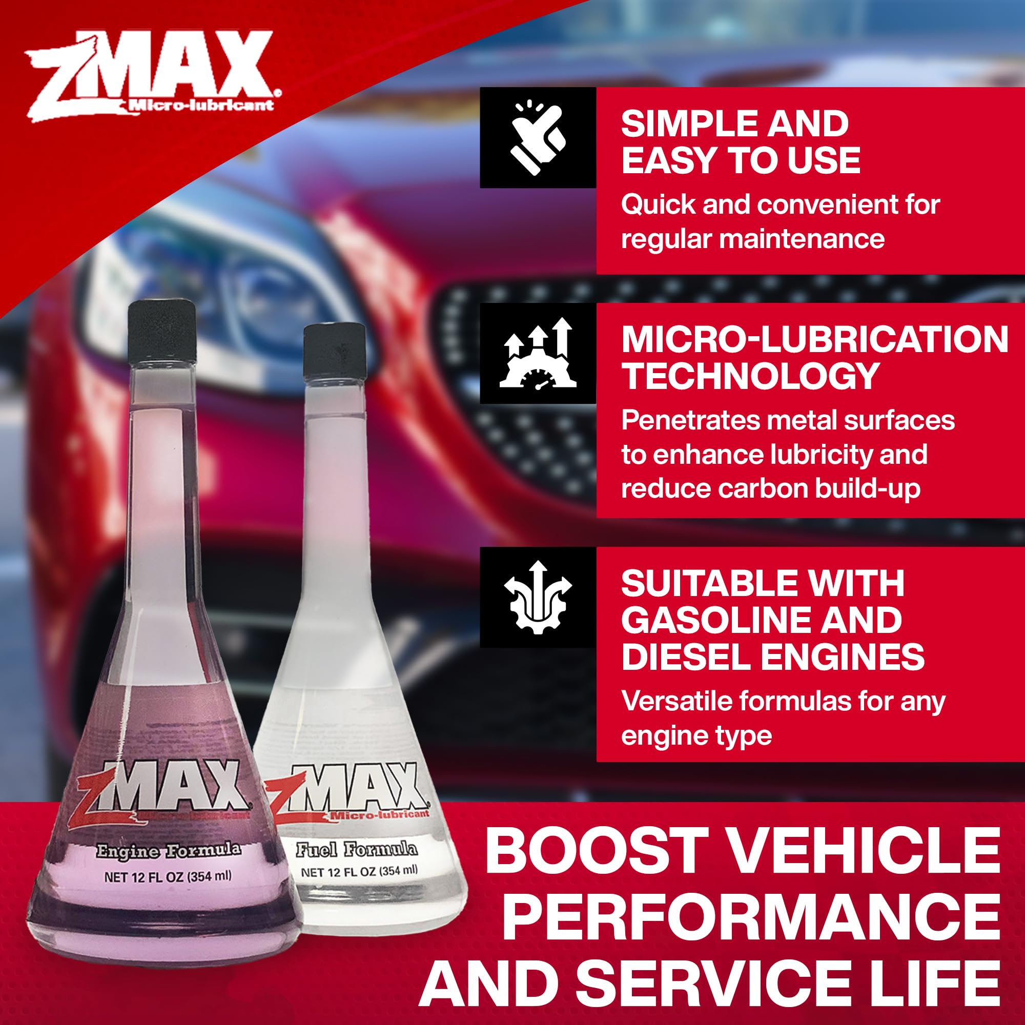 zMAX Engine & Fuel Formula Kit - Reduces Carbon Build-Up, Lubricates Metal - 12 oz - Model 51-011