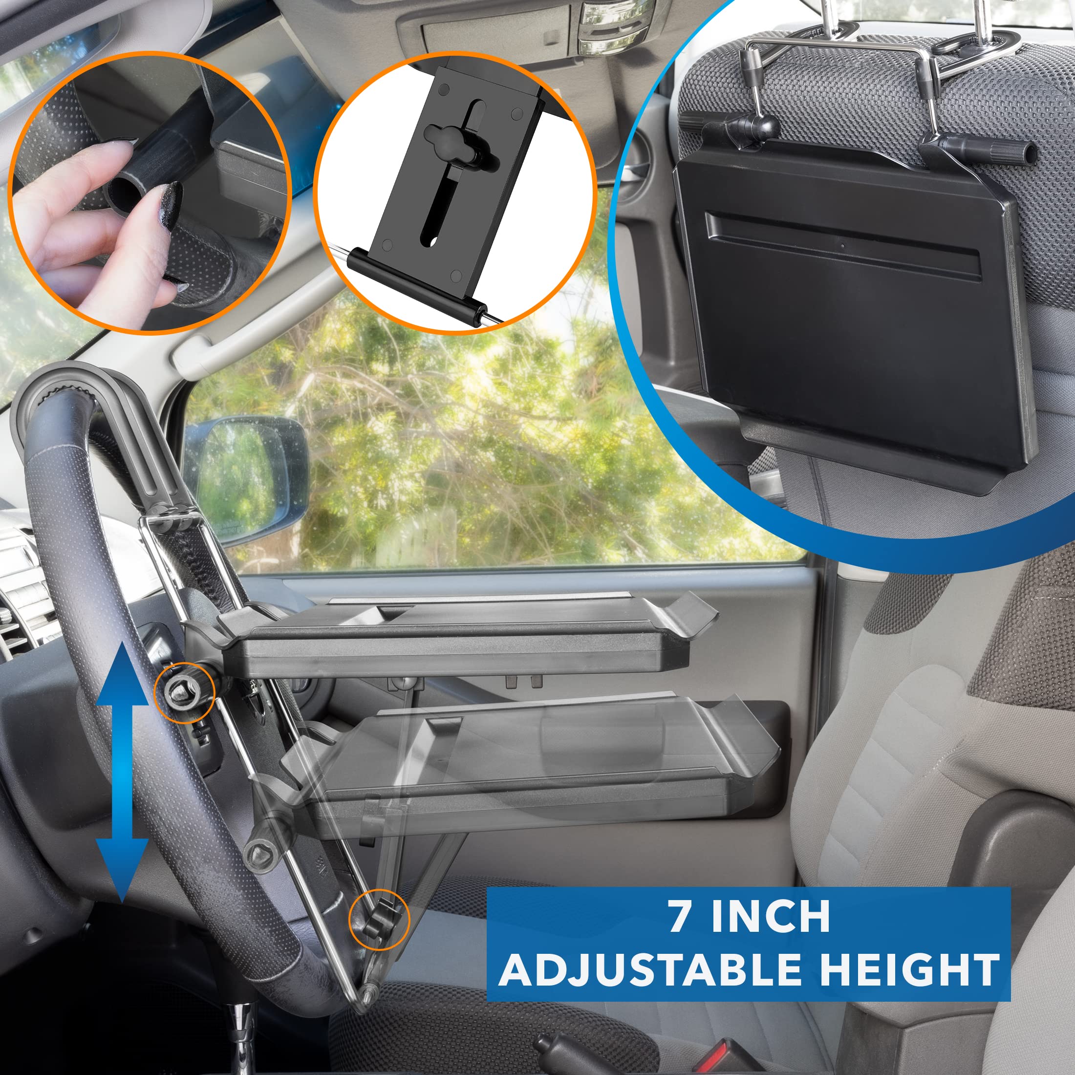 Mount-It! Car Table Tray - Adjustable Height & Tilt, Fits All Models, for Laptops, Food & Drinks, Model MI-7314