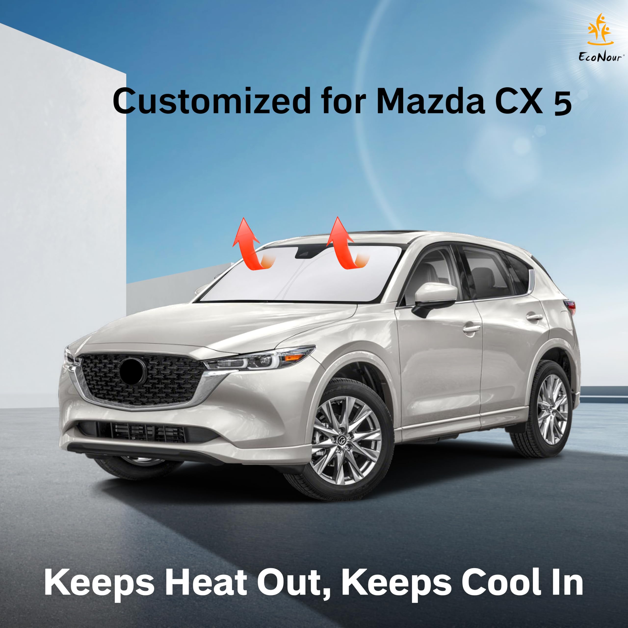 For Mazda Cx5-2017 2018 2019 2020 2021 2022 2023 2024 2025 Econour Car Windshield | Front Window Sun Visor For Uv & Sun Heat Wit