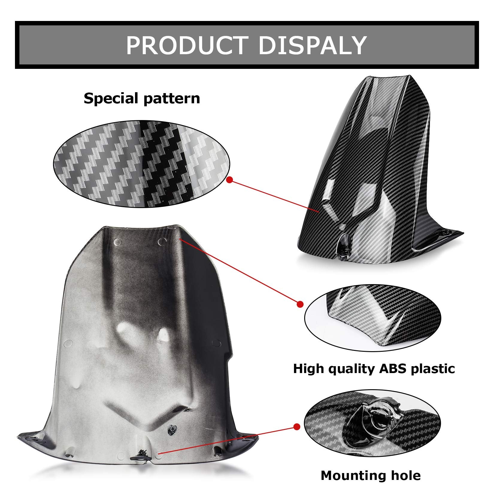 PSLER Rear Mudguard Tire Hugger for YZF R6 2003-2005 & R6S 2006-2009, Carbon, Model FE0009CA