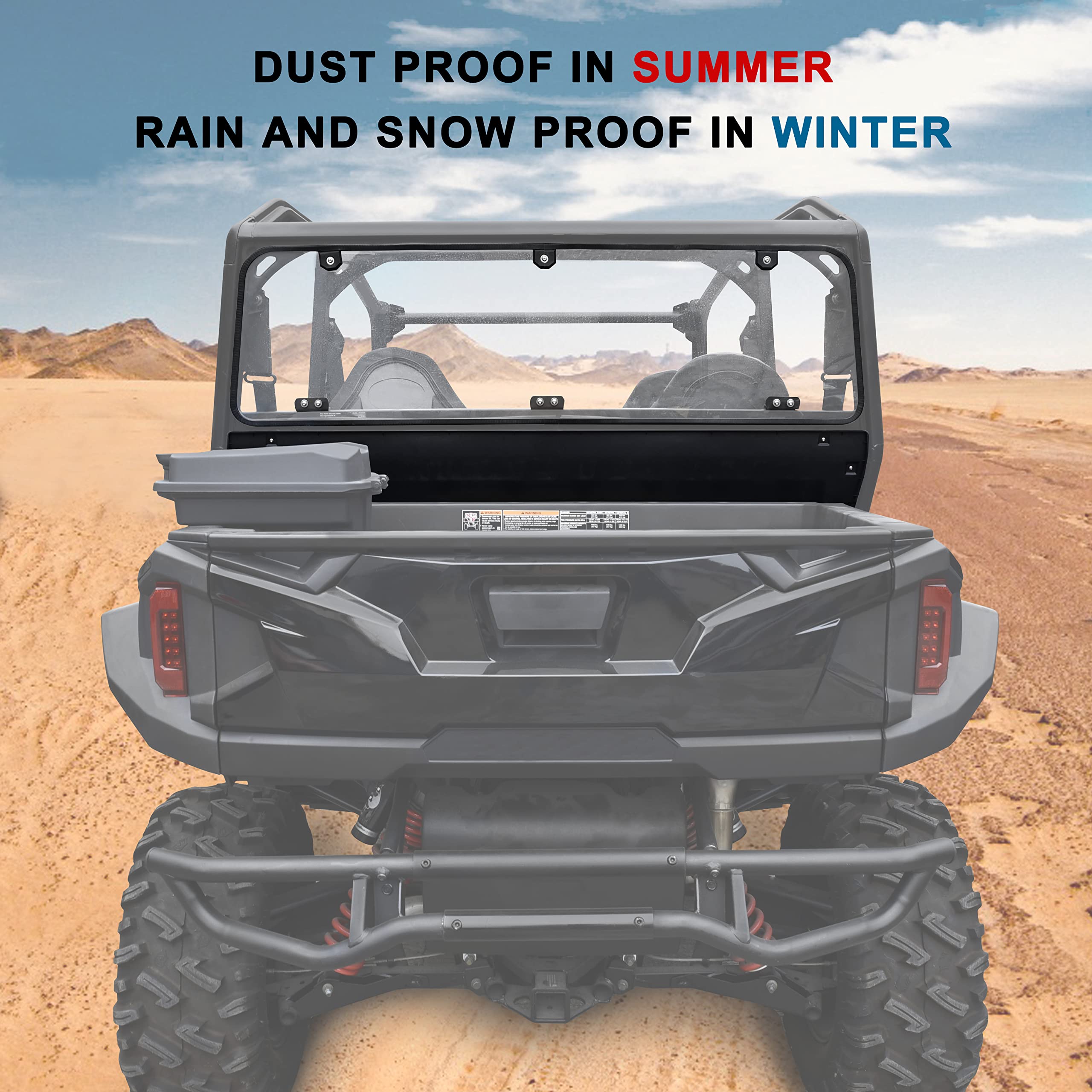 Sautvs Rear Windshield For Polaris General Xp 4 1000 16-24, Rear Full Windshield Rear Lock Panel Kit For Polaris General 1000/4 1000 / Xp 1000 / Xp 4 1000 2016-2024 Accessories, Replace #2881112