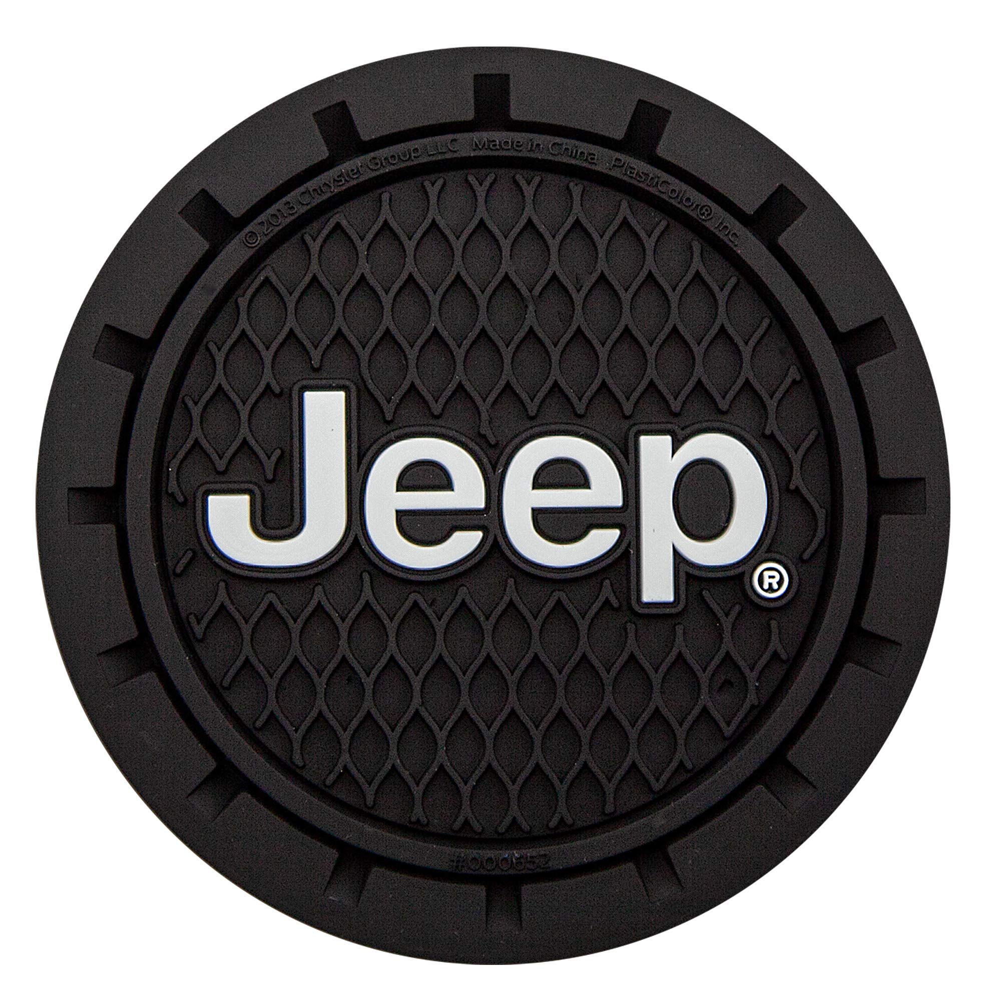 Plasticolor 000652R01 Jeep Logo Auto Car Truck Suv Cup Holder Coaster 2-Pack , Black