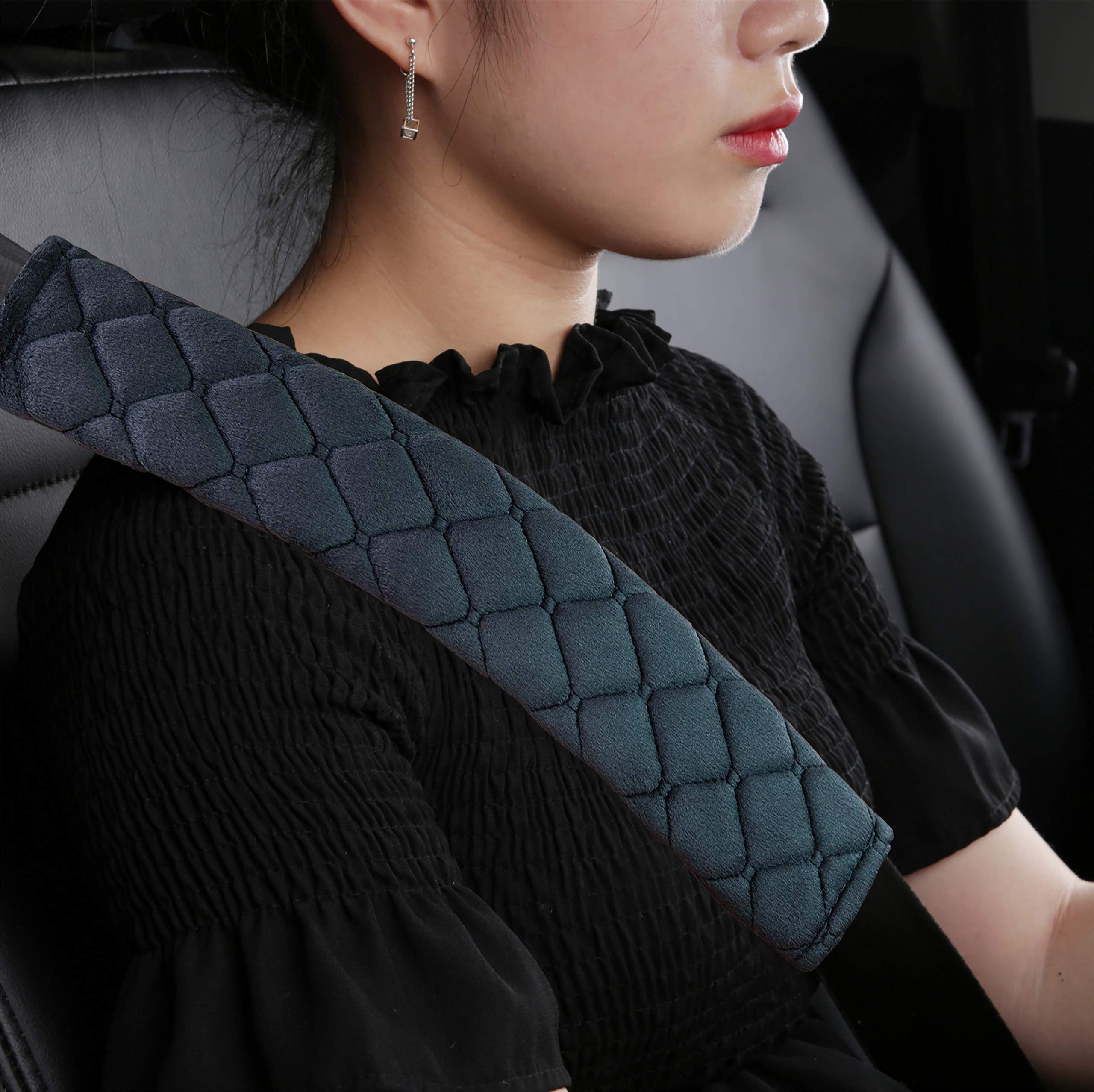 2Pcs Car Seat Belt Cover Pads,Shoulder Seatbelt Pads,For Adults And Children,For Car Seat Belt, Backpack,Laptop Computer Bag,Helps Protect You Neck And Shoulder From The Seat Belt Rubbing(Black)