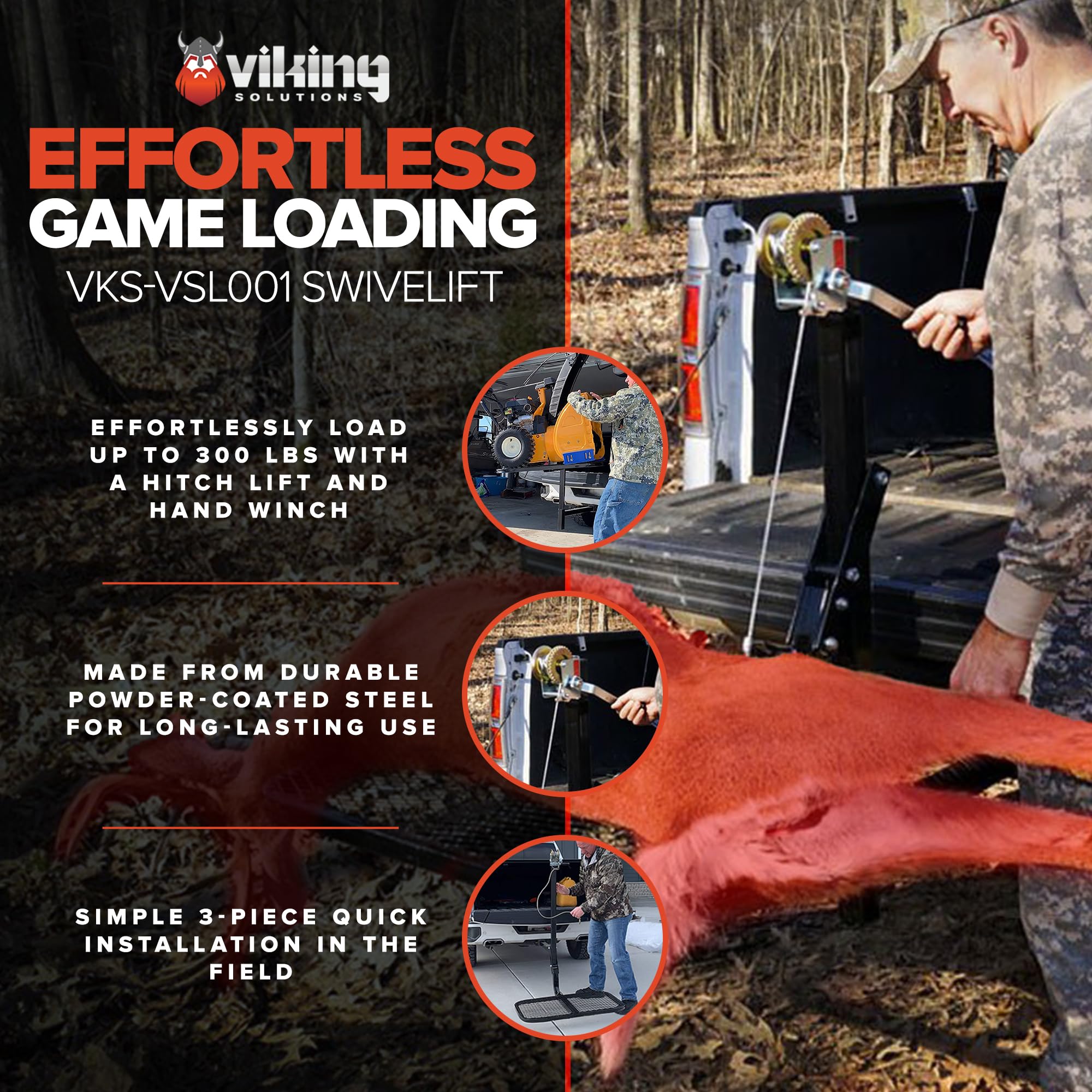 Viking Solutions Hitch Game Hoist - SWIVELIFT Deer Loading System, Portable, One Size, Multi Color, Model VS-VSL001