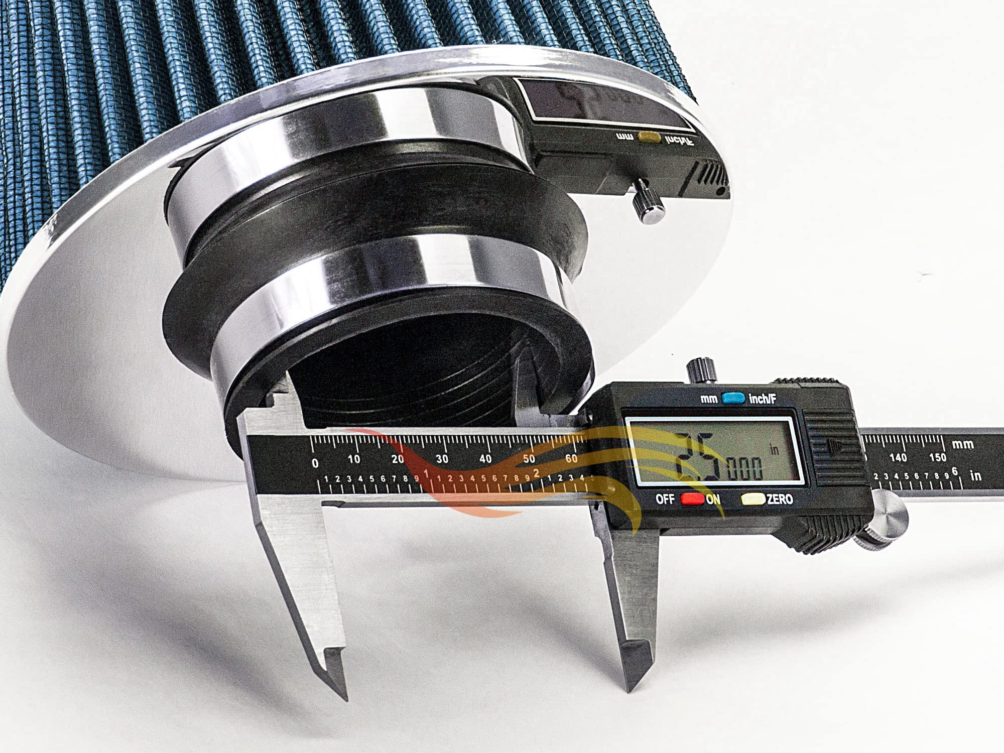 Blue 2.5'' 63.5 Mm Inlet Cold Air Cone Replacement Performance Washable Clamp-On Dry Air Filter