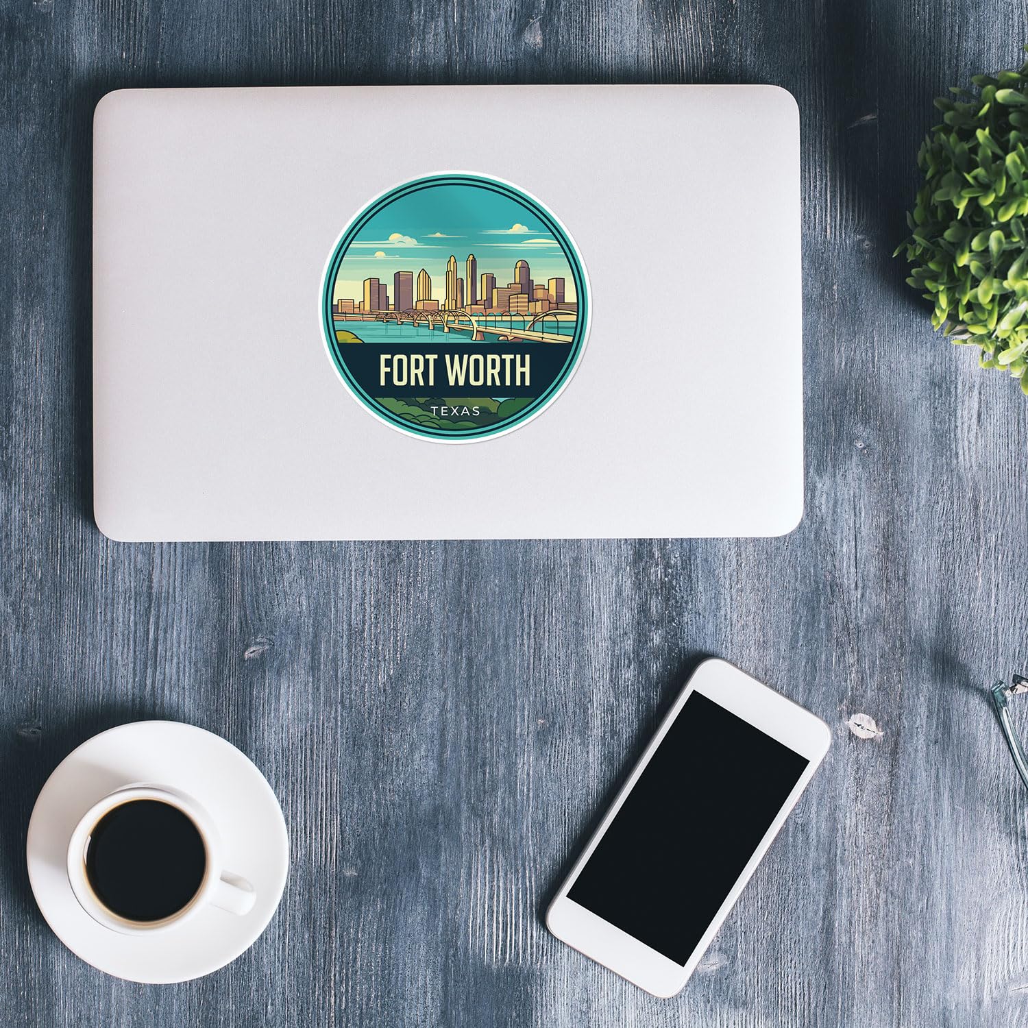 Fort Worth City Sticker - Waterproof Vinyl Decal for Car Bumper, Laptop, Water Bottle, Wall, and Window, Size - 5'' Longer Side