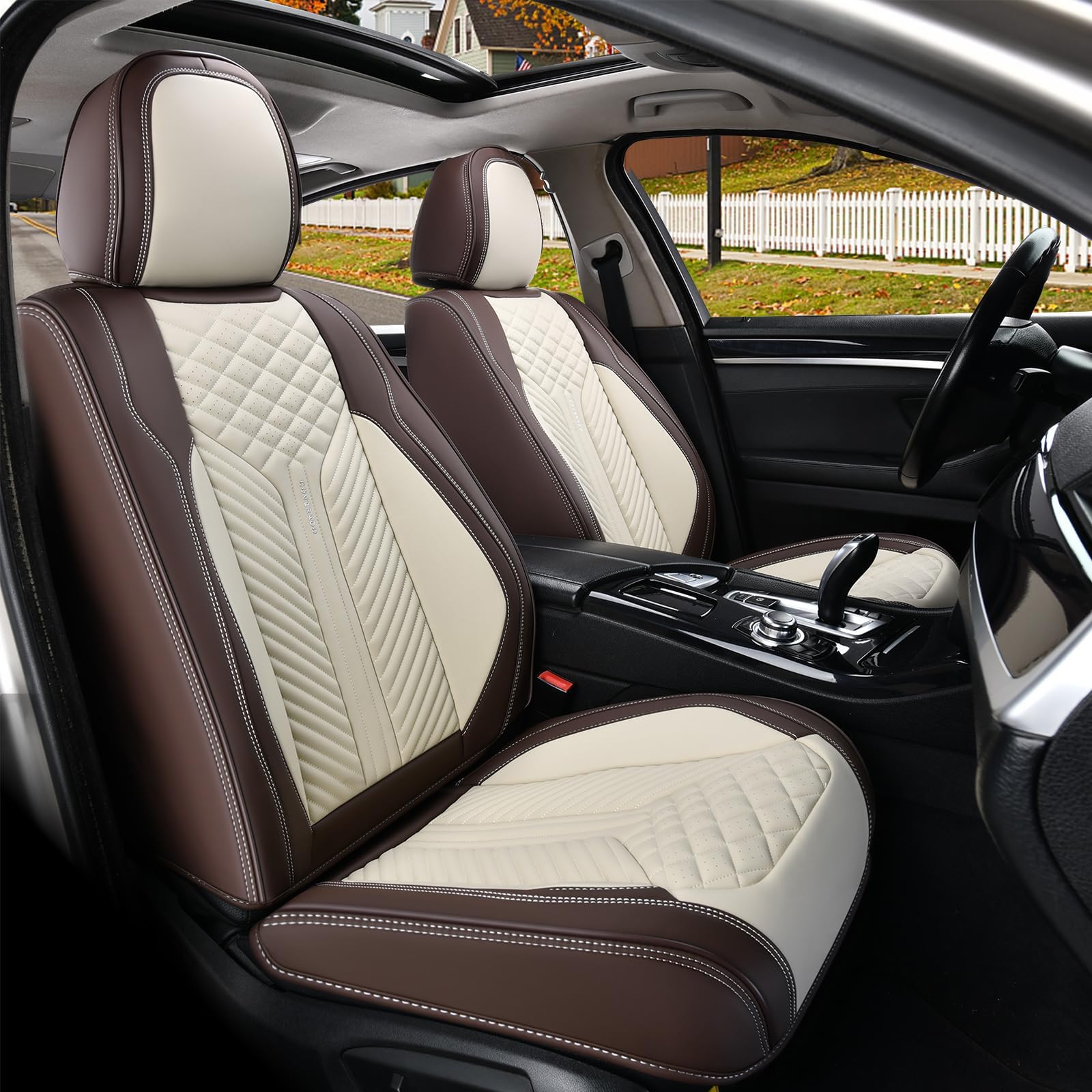Coverado Front Seat Covers, 2 Pack Waterproof Seat Covers For Cars, Luxury Leather Seat Cushions, Front And Rear Seat Protectors