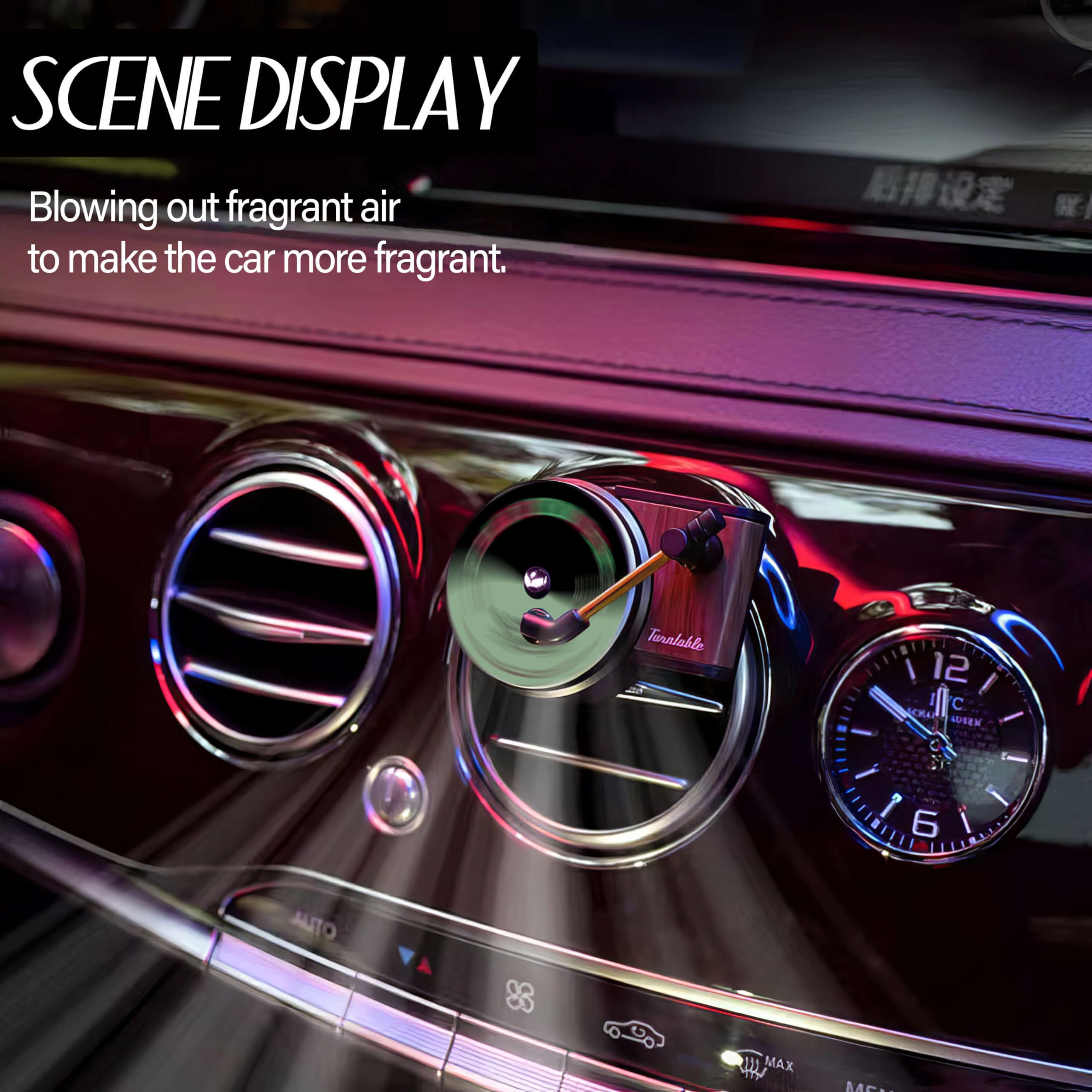 Maicican 12Pcs Customizable Car Air Freshener Vent Clip, Pop Singer Album Cover Record Player Shape, Music Lover Gifts. (Retro)