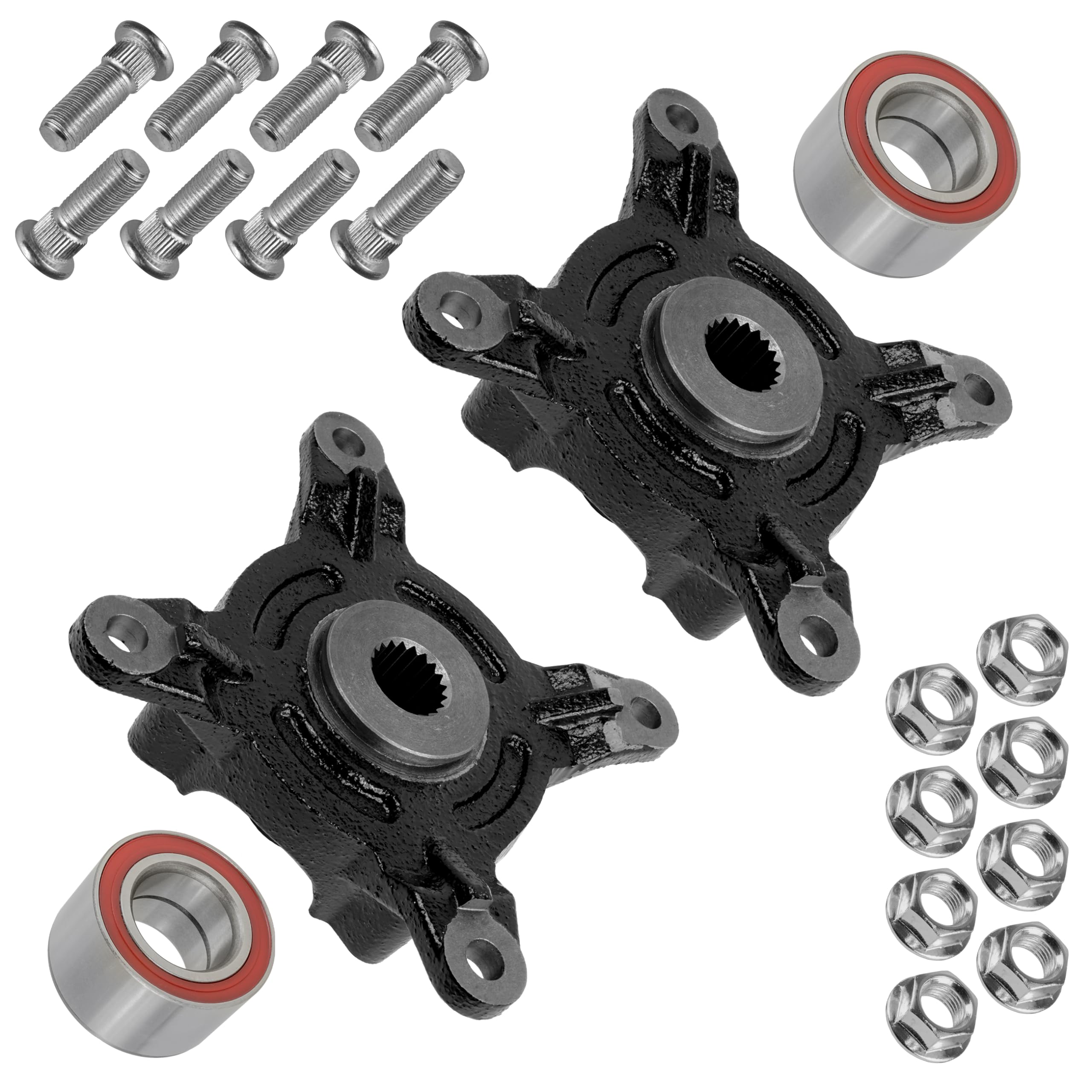 Caltric Front Left and Right Wheel Hub with Bearing and Hardware Compatible with Polaris Ranger 700 2006 2007 2008 2009