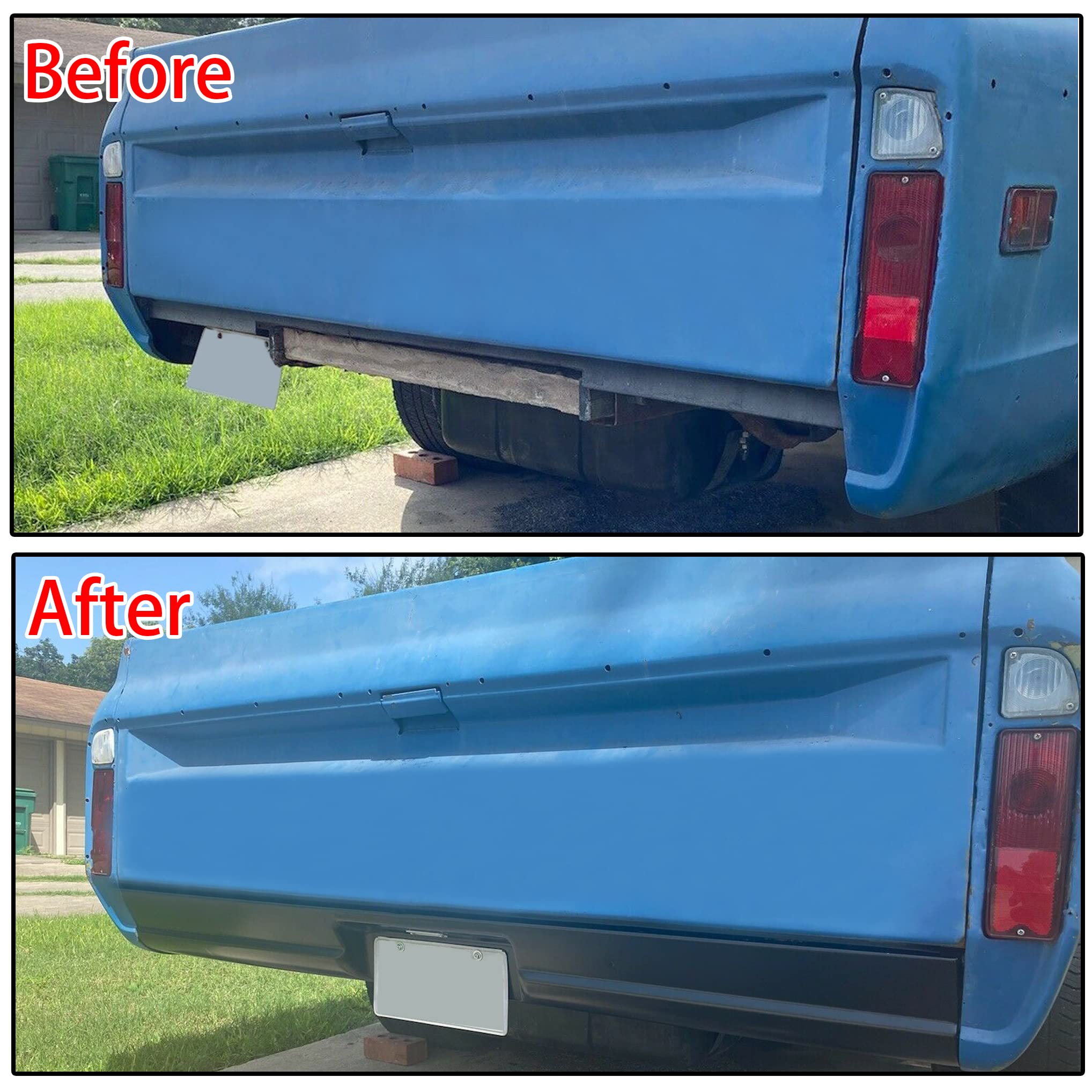 KUAFU Steel Rear Roll Pan Bumper with License Light for 1967-1972 Chevy C10 Pickup - Black, Model BL1173