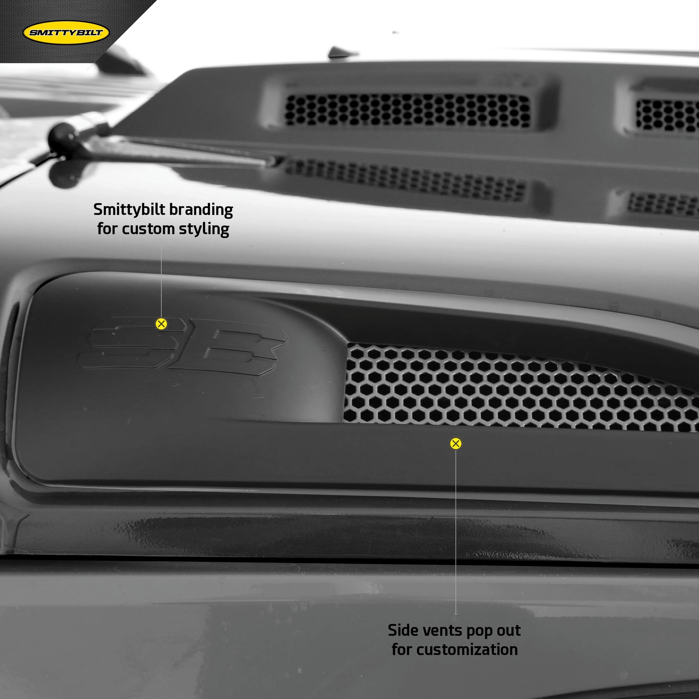 Smittybilt 76500 H.E.M.I. Vented Hood For 2007-2018+ Jeep Wrangler Jk,Black
