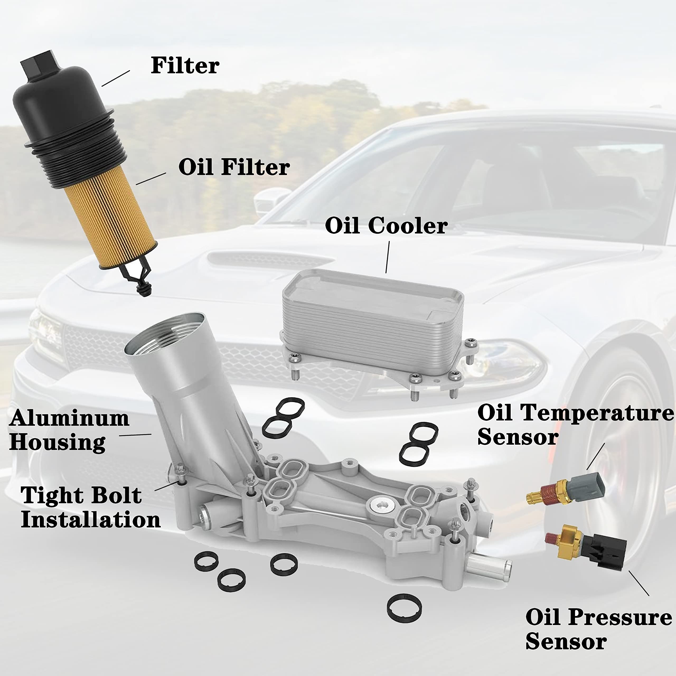 926-876 Aluminum Engine Oil Cooler Oil Filter Housing Adapter For Dodge Avenger Challenger Charger Durango Grand Caravan Journey