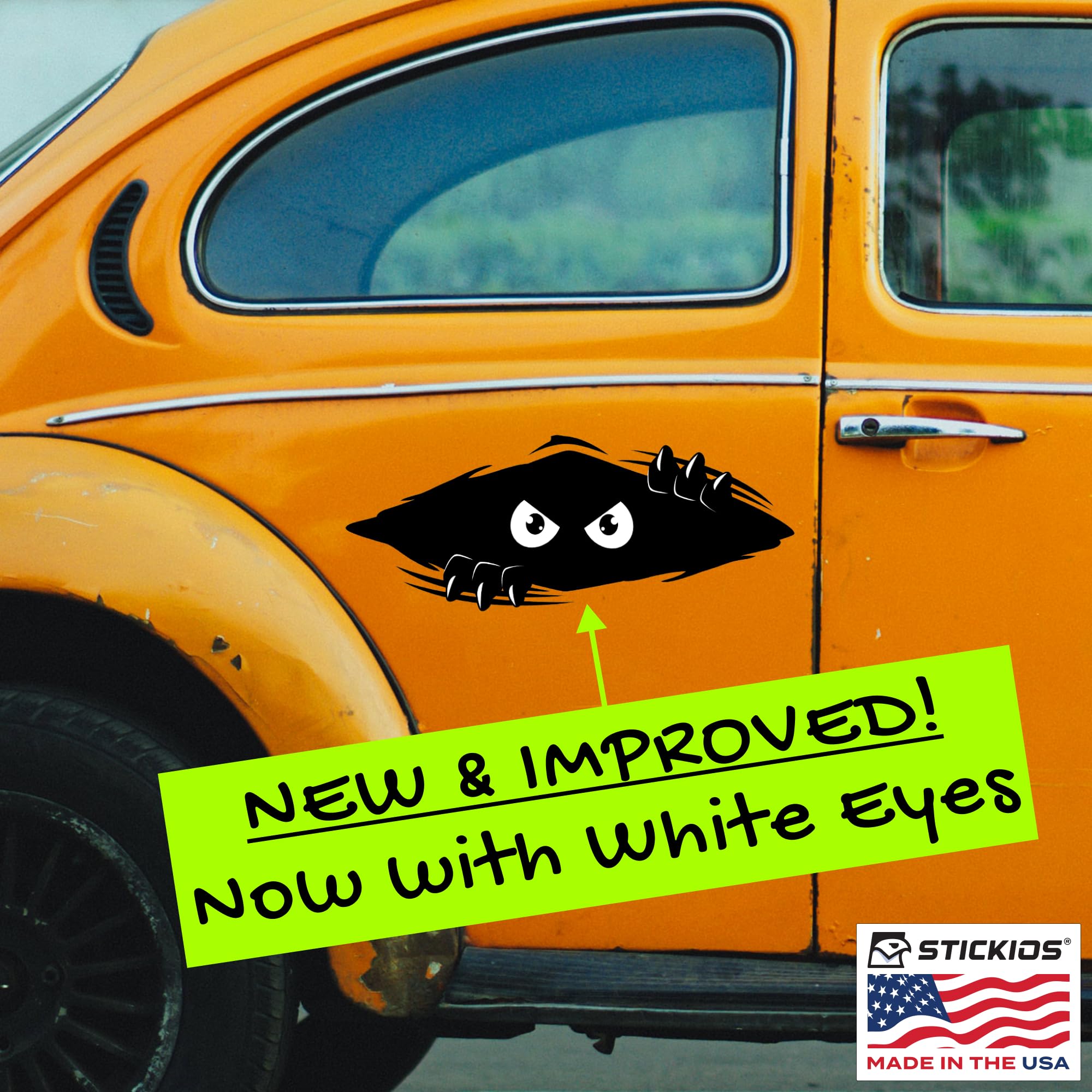 Stickios Peeking Monster Car Decal - Large Vinyl Bumper Sticker (11x4.25 inches) - Black - Made in USA - Model ST-7412