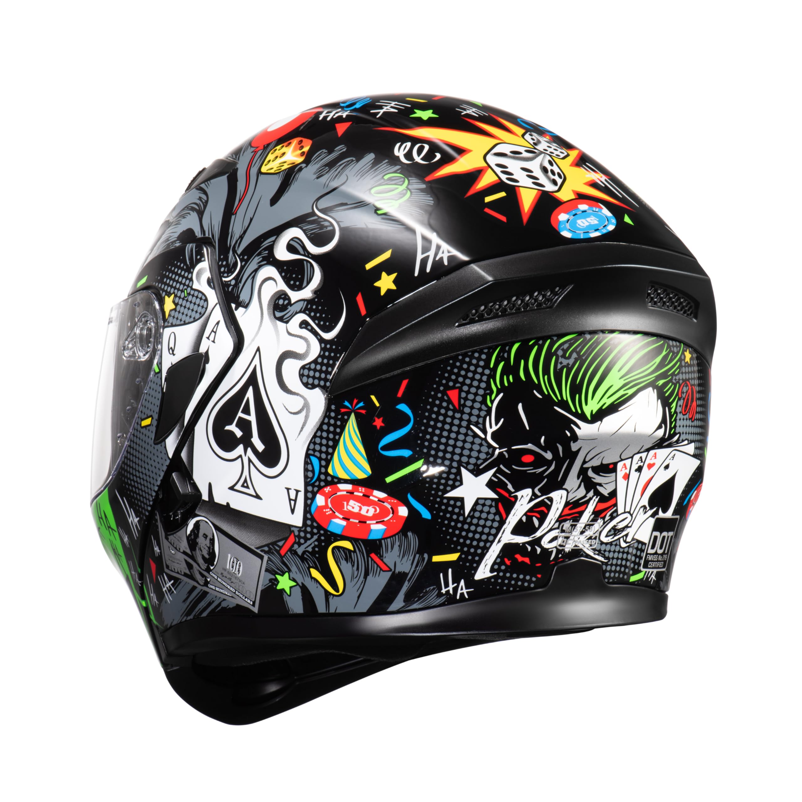 Kypara Motorcycle Dual Visor Flip Up Modular Full Face Helmet With Dot Certification Of Impressionism (White Pearl, M)