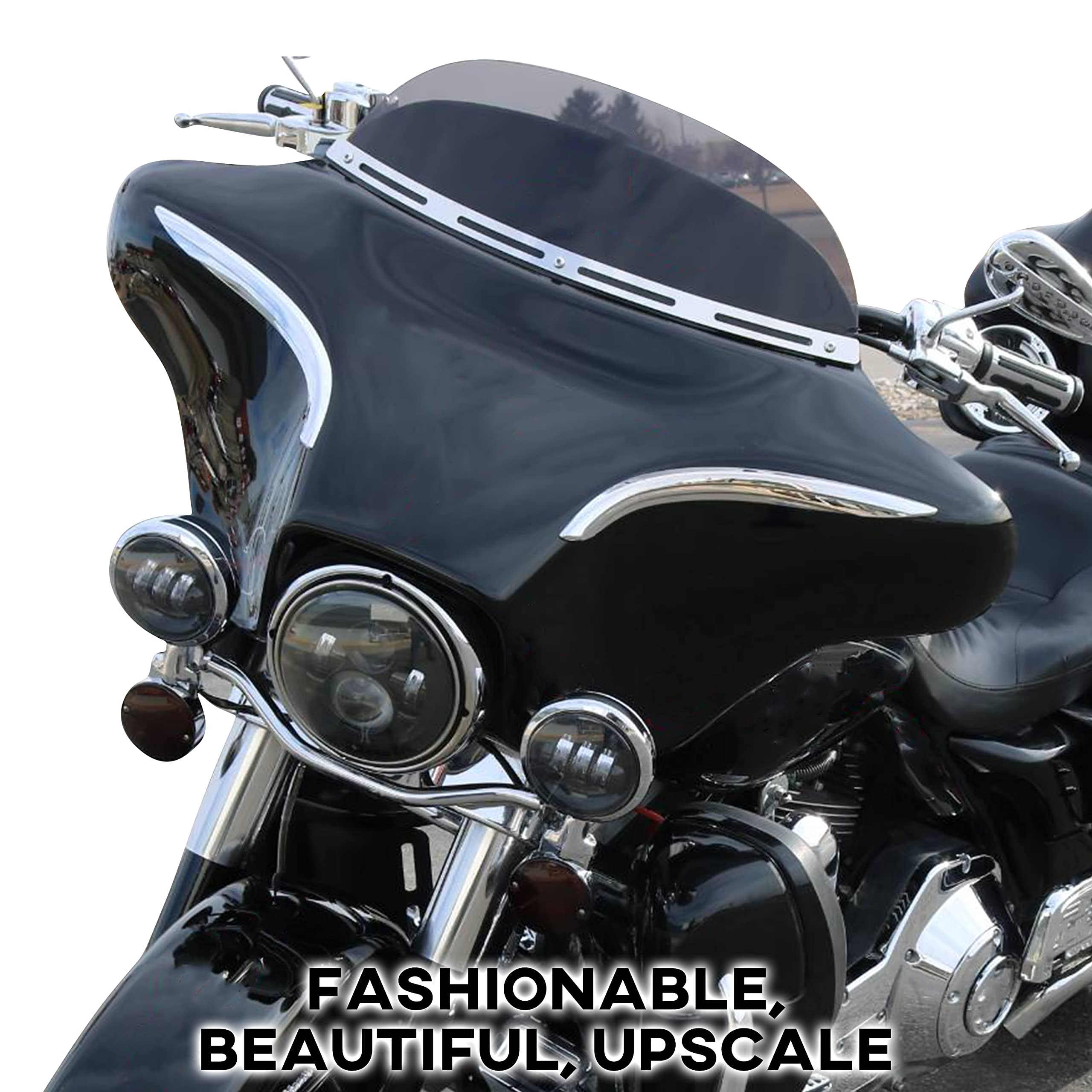 VEISUTOR Windshield Trim for Harley Street Glide 96-13, Polished Stainless Slotted Windshield Windscreen Trim for Harley Tri Gli