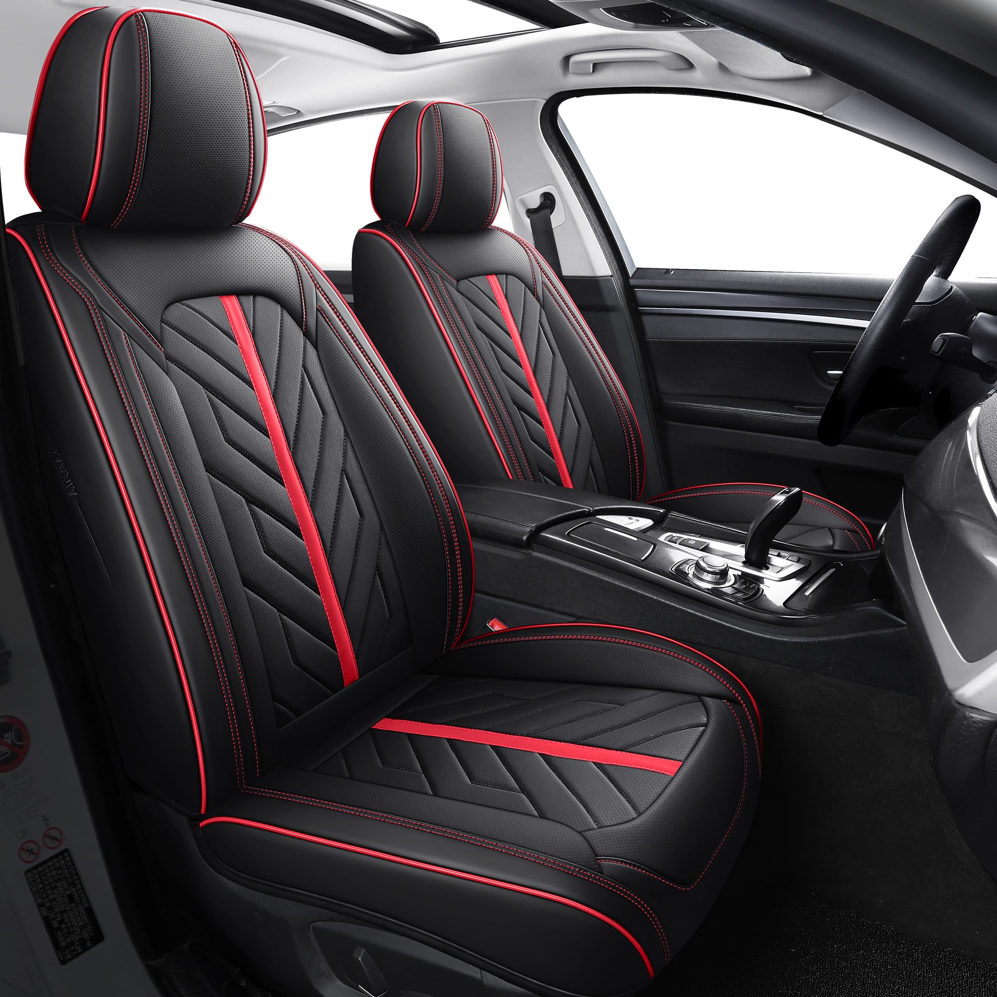 Tomatoman Car Seat Covers Full Set,Universal Automotive Waterproof Leather Vehicle Cushion Full Coverage Protectors Fit for Most