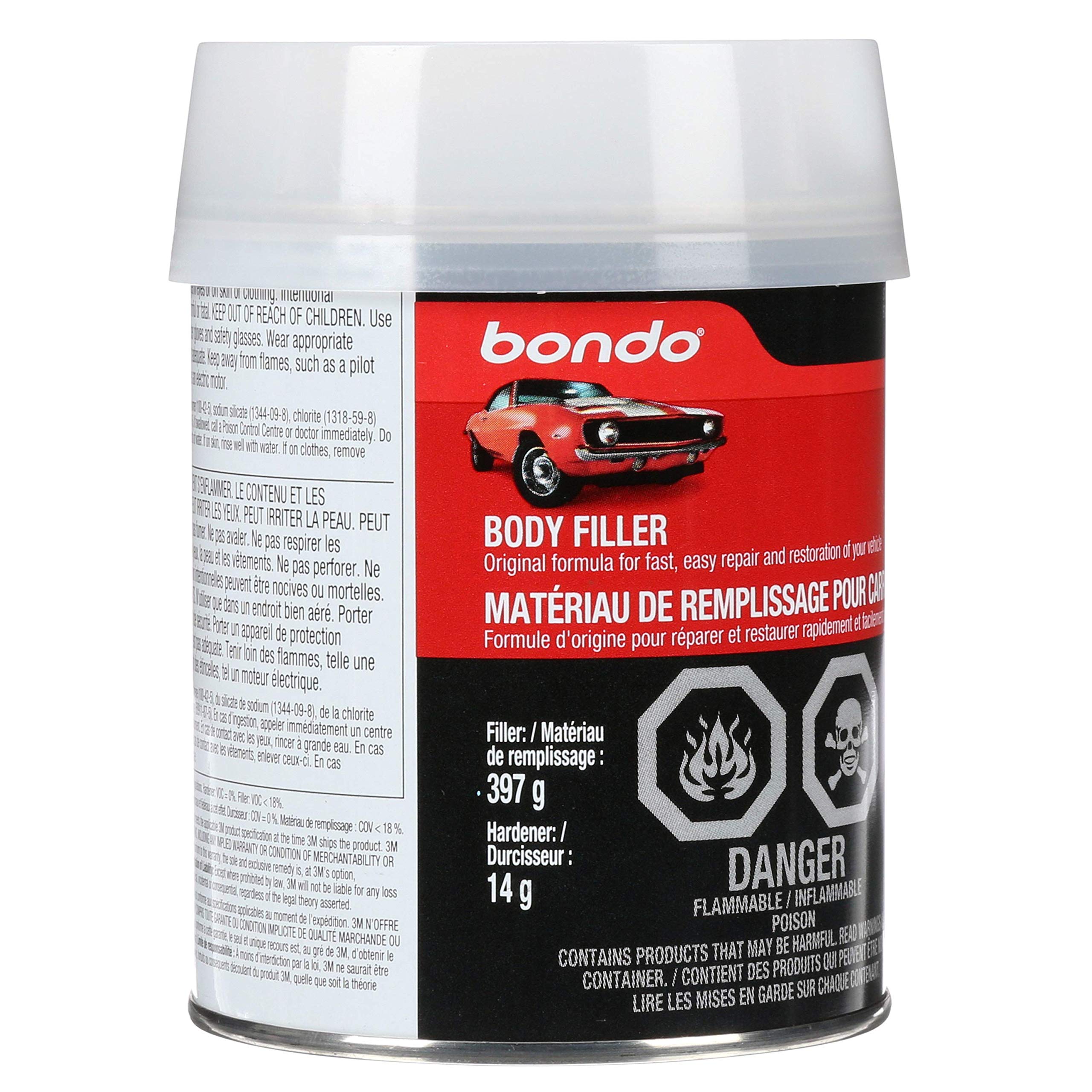 3M Bondo Body Filler, Original Formula, 14 oz Paste, Salmon, Model 261, Easy Repair & Restoration