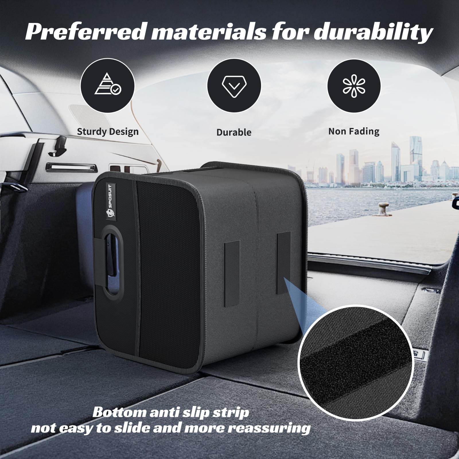 Sposuit Trunk Organizer For Car - Collapsible Split Trunk Storage With Reinforced Handles, Suv Trunk Organizers For Grocery Carg