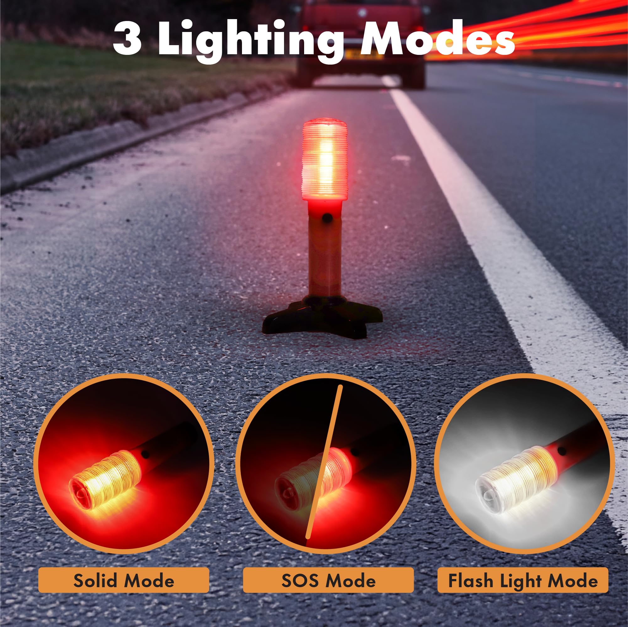 Twinkle Star Emergency Roadside Flares Kit Led Safety Strobe Road Warning Light Highway Beacon Alert Flare With Magnetic Base, D