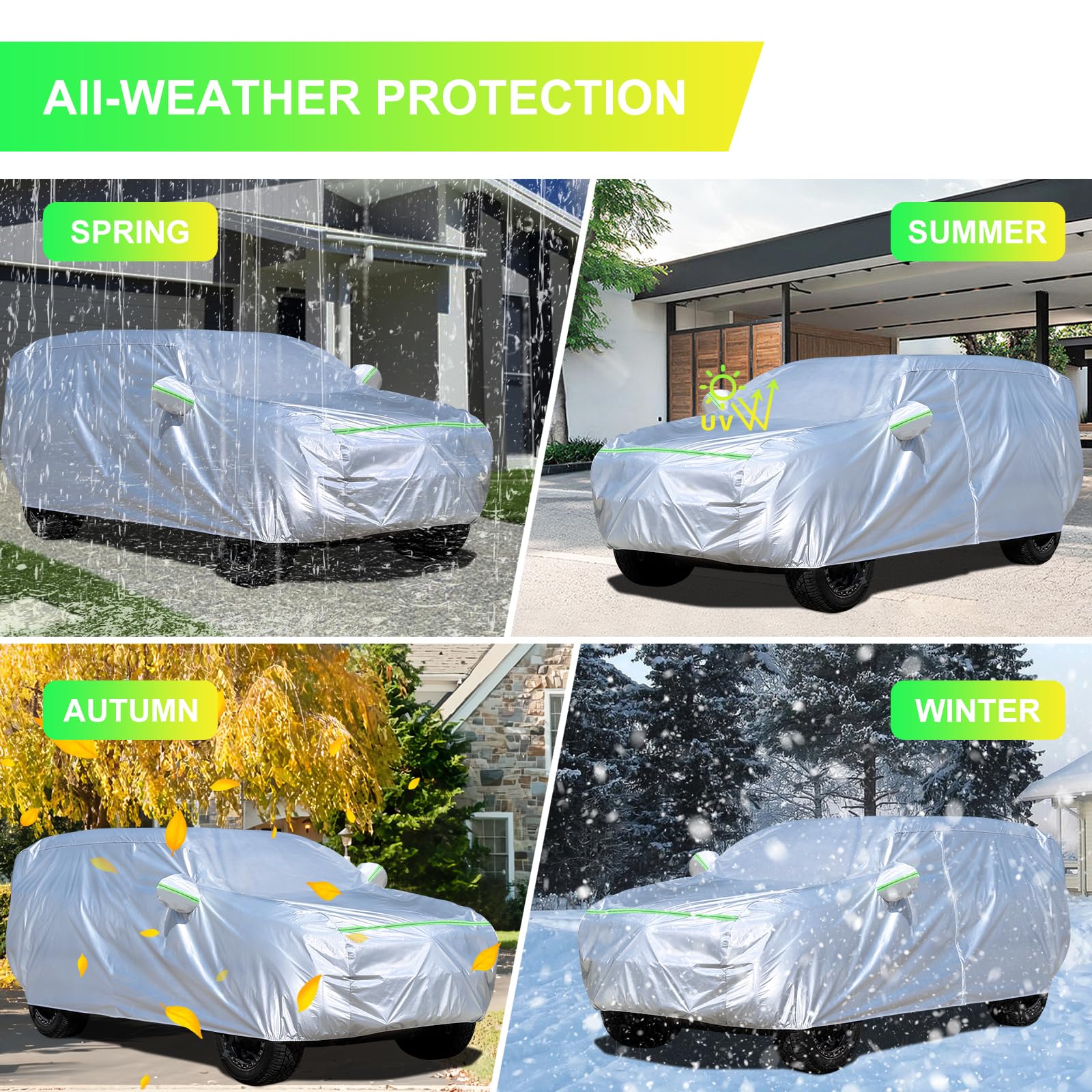YINOK SUV Car Cover (191-207 inches) - Universal Fit, Waterproof, Dupont Oxford, All Weather, Hail Protector, Sun Protection, Do
