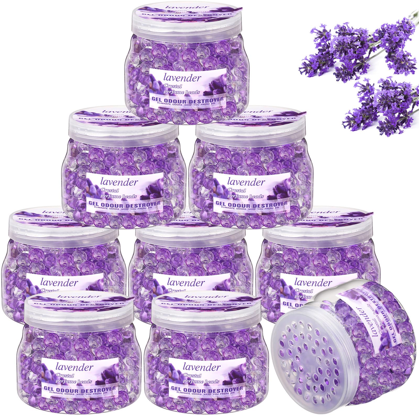Dansib 9 Pack Odor Eliminator Gel Beads Bulk 10 Ounces Air Freshener Gel Beads Odor Eliminator for Home, Bathrooms, Cars, Boats 