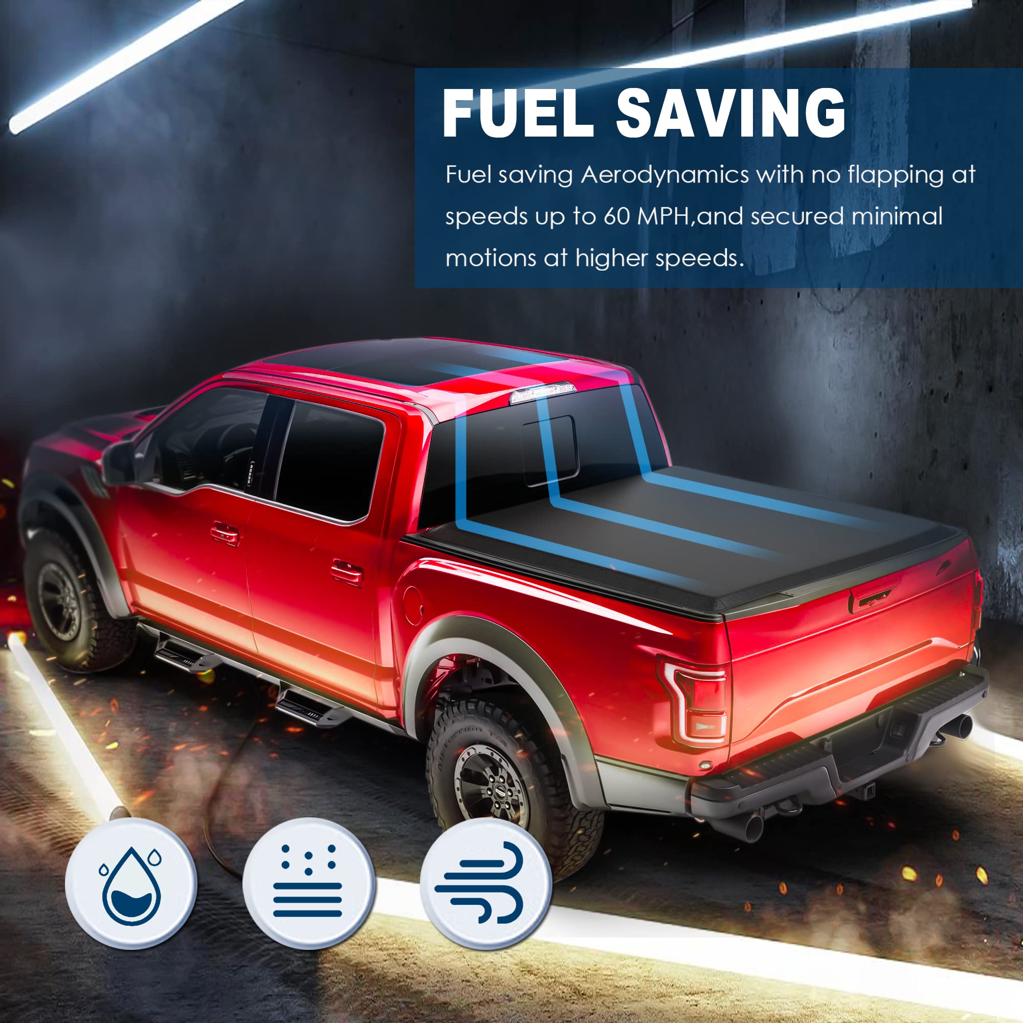 MOSTPLUS Quad 4-Fold Tonneau Cover for 2009-2014 Ford F-150, 5.5 FT, Vinyl, Model M32103