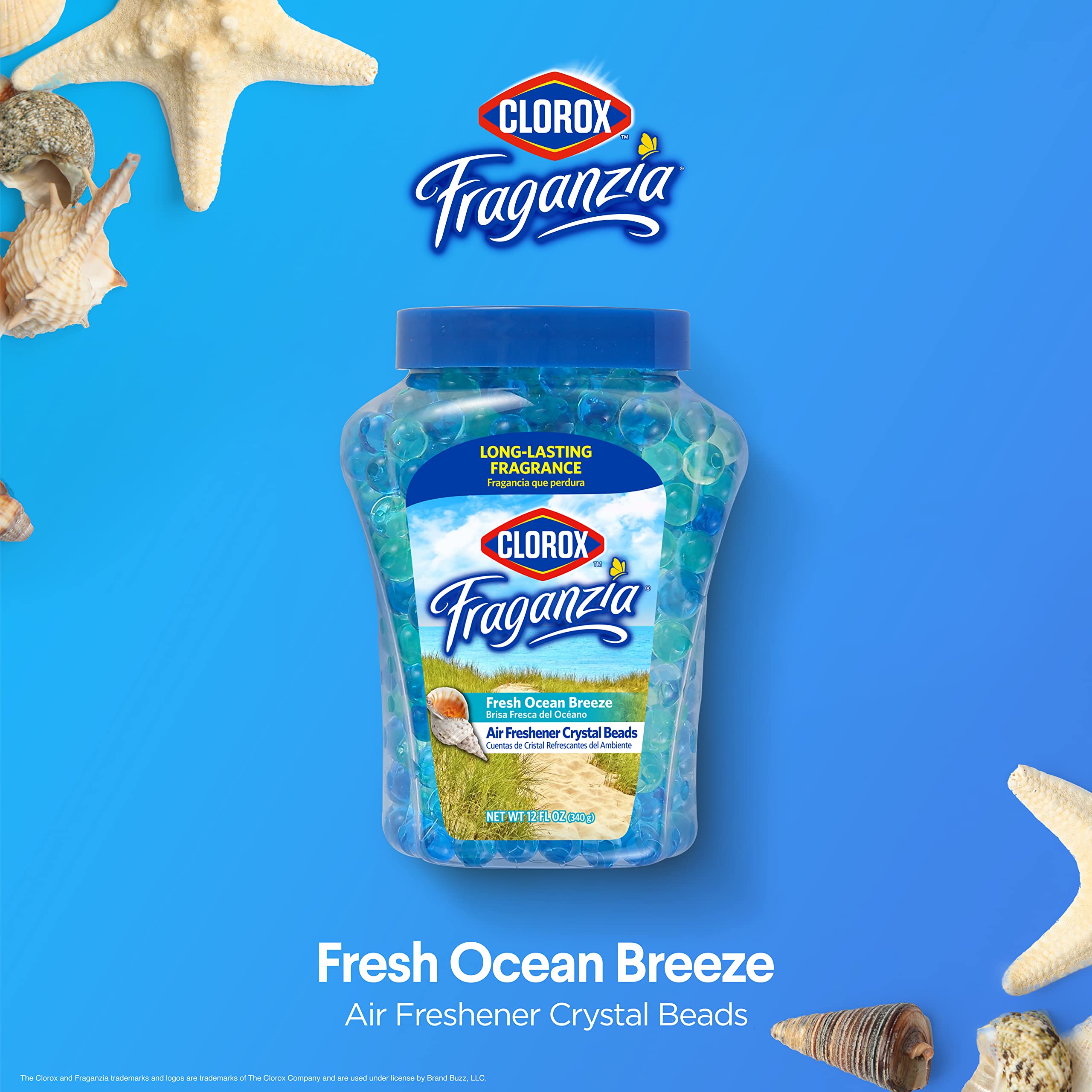 Clorox Fraganzia Air Freshener Beads, 12oz Triple Pack - Fresh Ocean Breeze, Coconut Colada, Hawaiian Escape