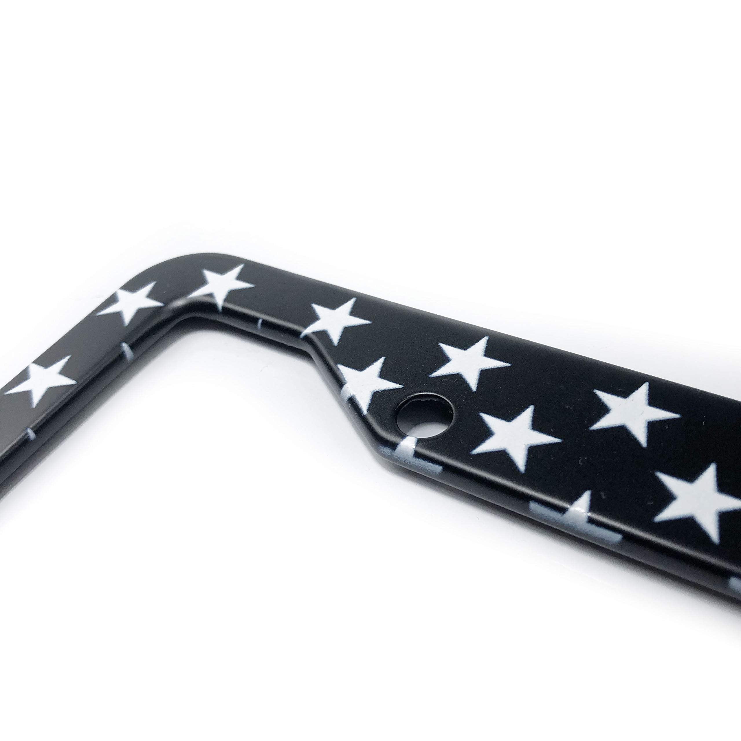 Exmeni Black American Flag License Plate Frame American Flag Car Tag Frame Us License Plate Holder United States Flag License Plate Cover 4 Holes And Screws