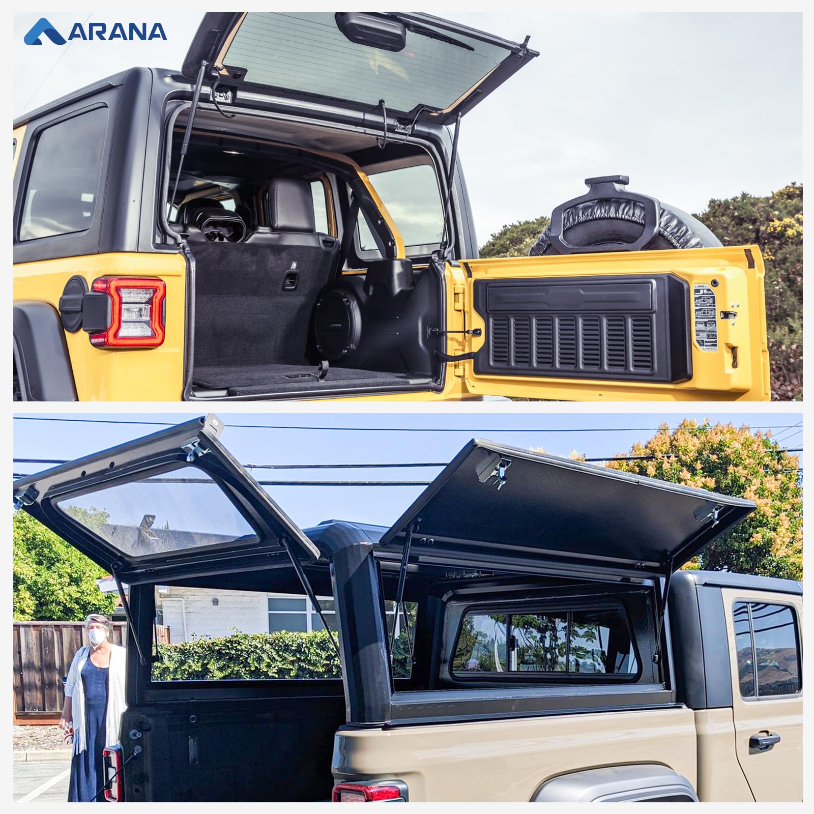 Arana C16-23833 18 Inch 100Lb/445N Gas Struts Spring Shocks Prop Lift Support For Leer Are Camper Shell Window Heavy Duty Lid Rv