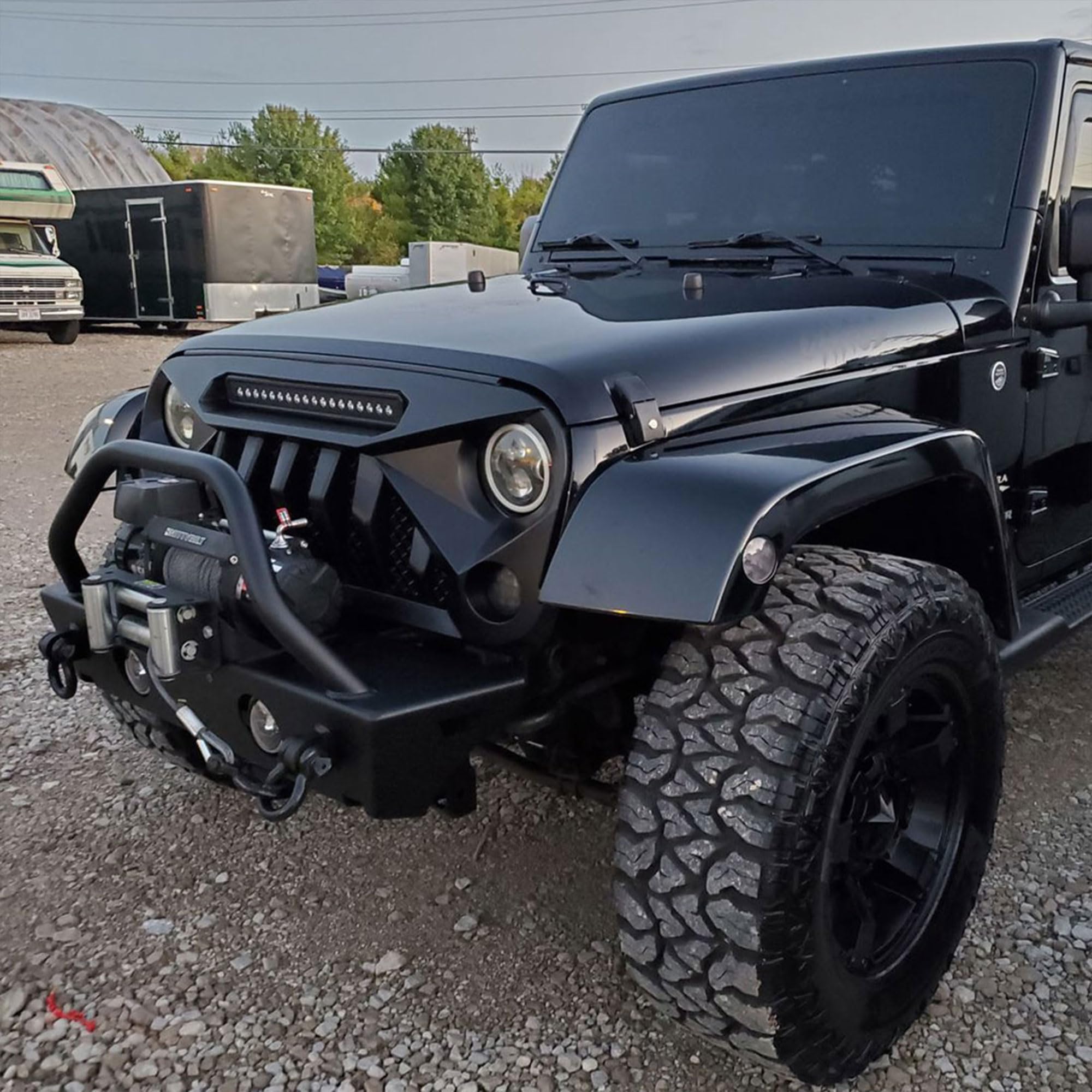 American Modified Gladiator Vader Easy Installation Front Grille Cover For 2007-2018 Jeep Wrangler, Jk/Jku, Rubicon, & Sahara Sp