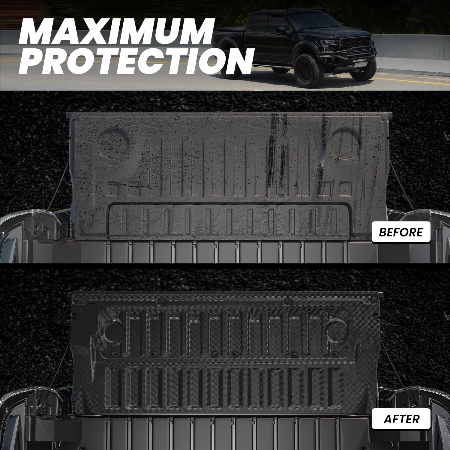 Lasfit Truck Tailgate Mat For Ford Ranger 2025 2024 5Ft Truck Bed All Weather Protector Tpe Tailgate Liner,1Pc Black