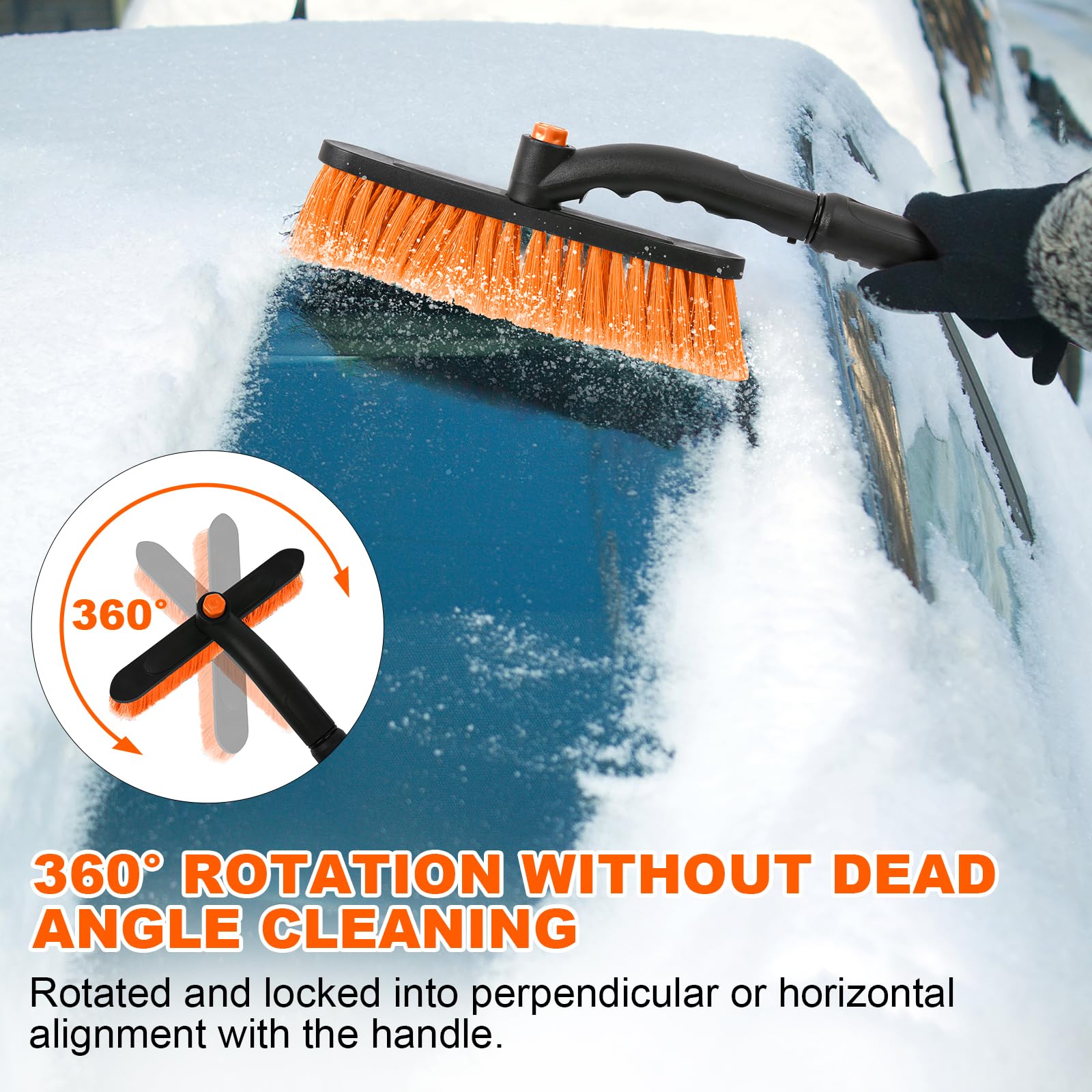 34'' Extendable Ice Scrapers For Car Windshield 2-In-1 Snow Brush For Car Snow Scraper For Car Snow Scraper And Drush With Ergon