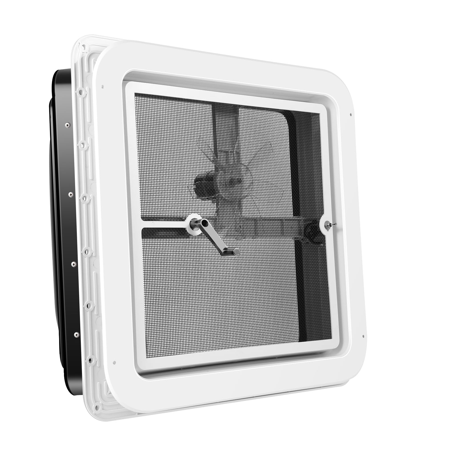 Livpow Rv Roof Vent 12V Reversible Fan Kit 14'' X 14'' Manual Lift Black Lid