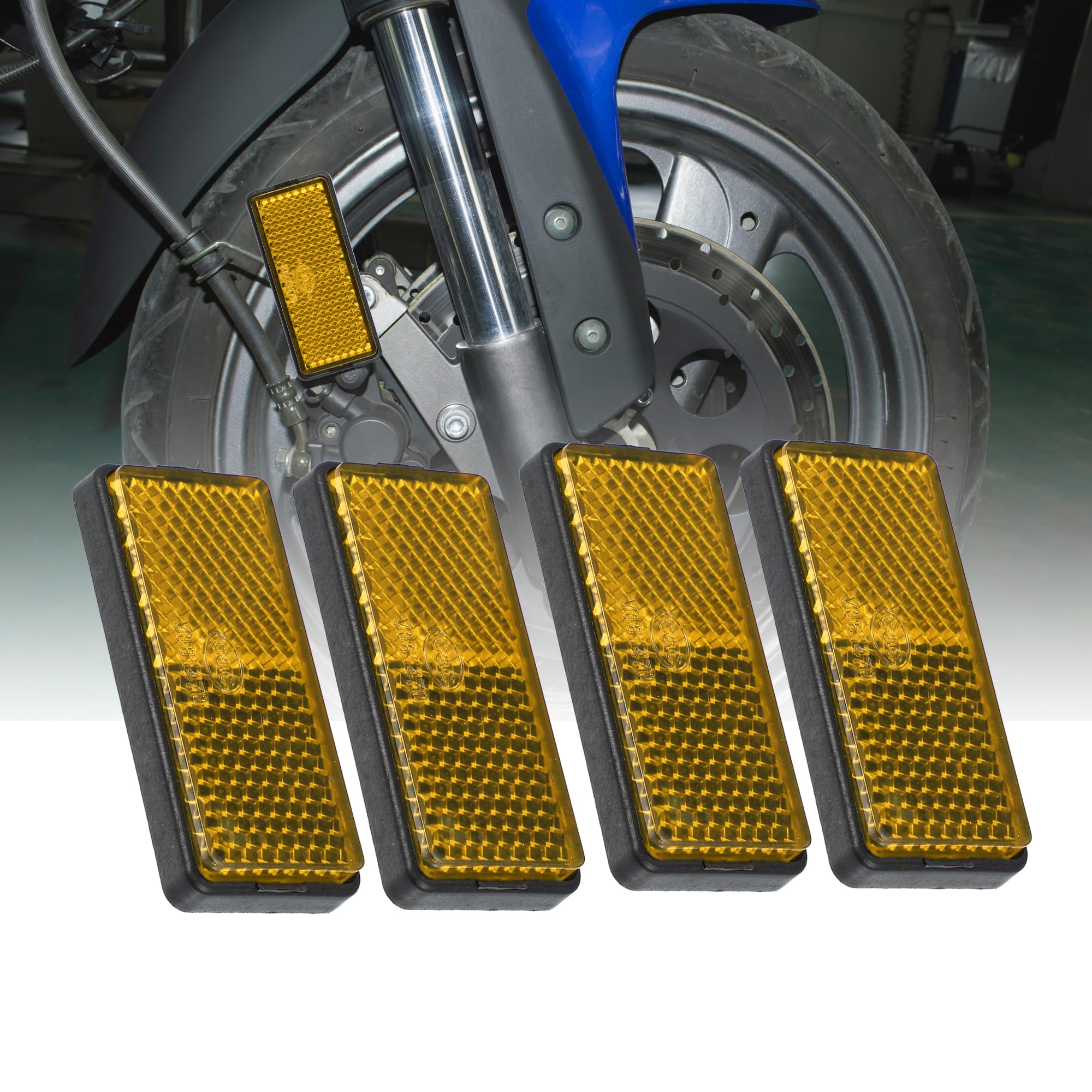 X Autohaux 4Pcs 56Mm M5X0.8 Orange Plastic Universal Screw Mount Reflective Warning Reflector For Motorcycle Bike