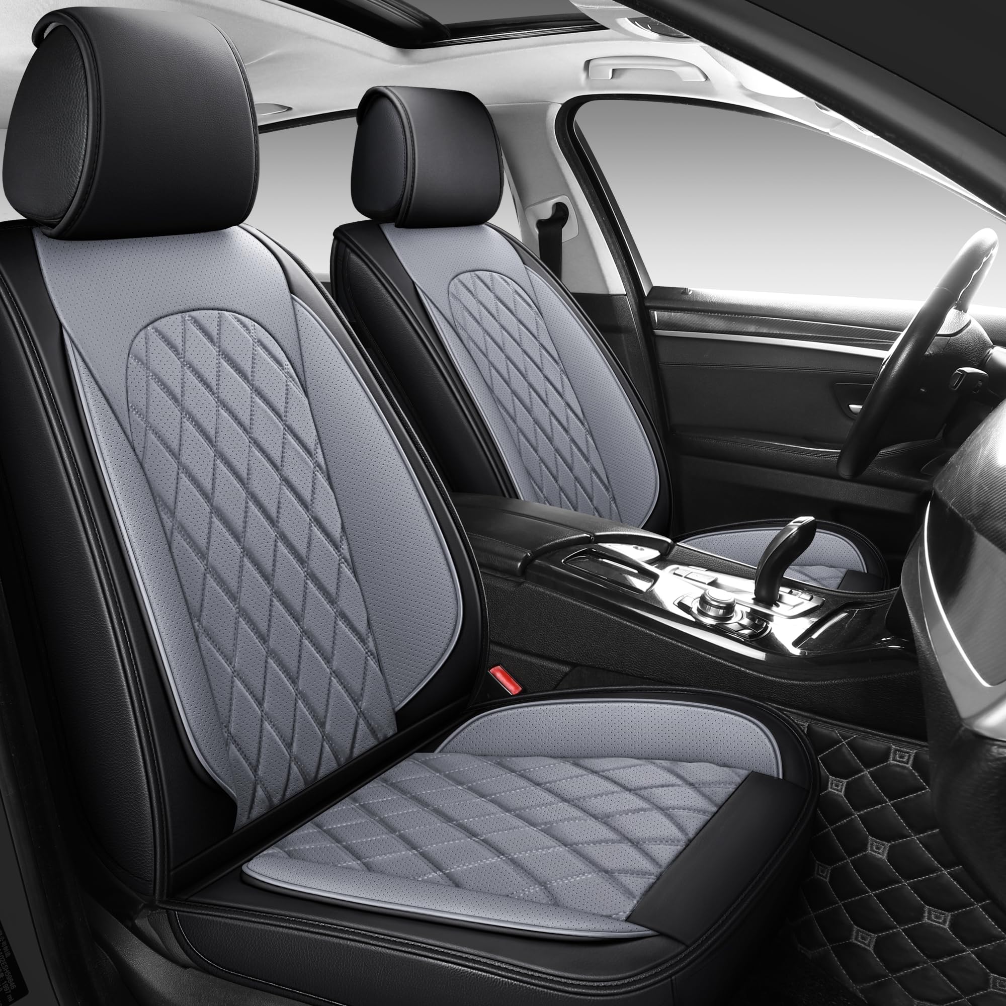 LINGVIDO Waterproof Leather Car Seat Cover, Universal Fit Front Seat Protector for Cars & SUV Trucks - Automotive Seat Covers Fu