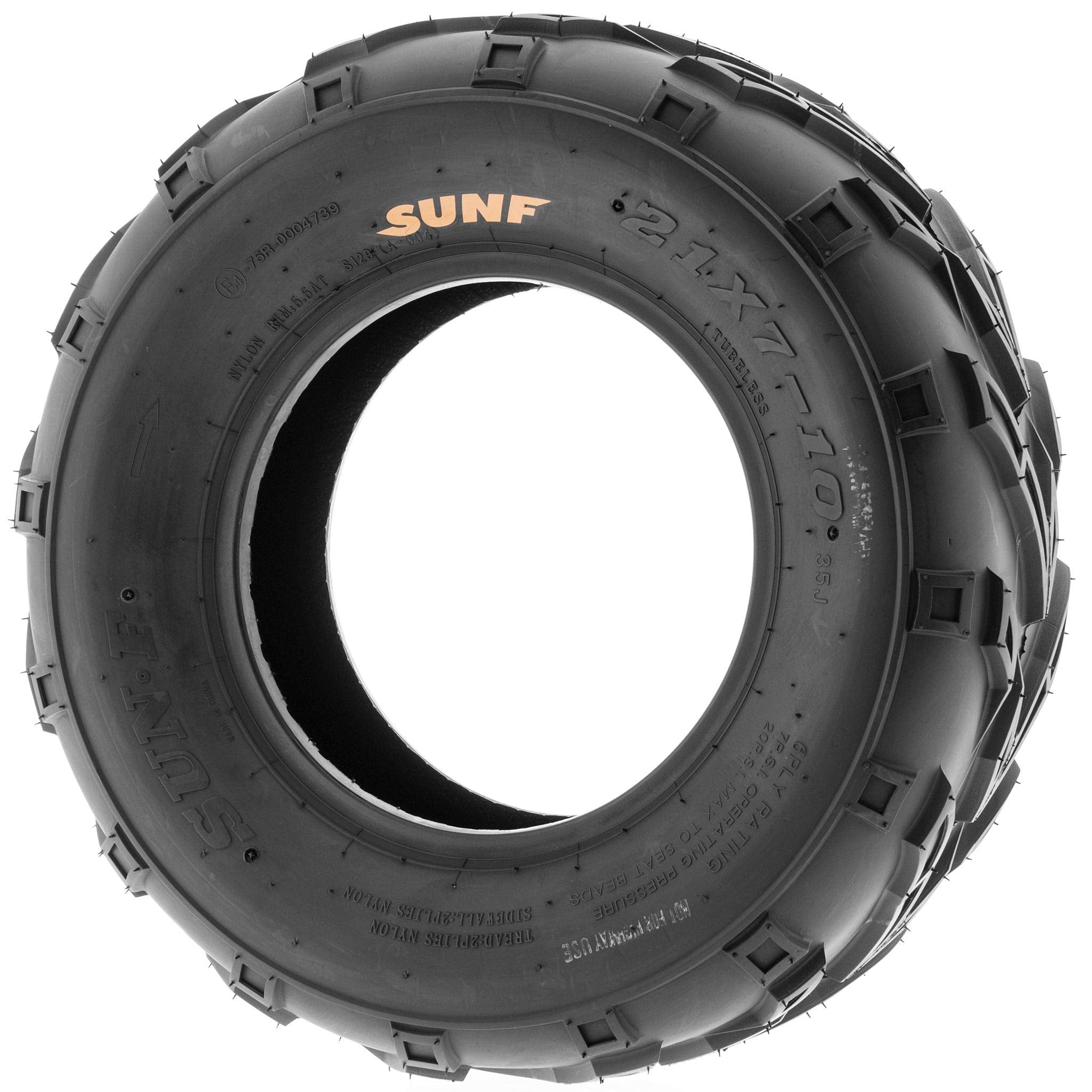 SunF A004 ATV UTV Off-Road Tire 21x7-10, 6 PR, Track & Trail, Tubeless