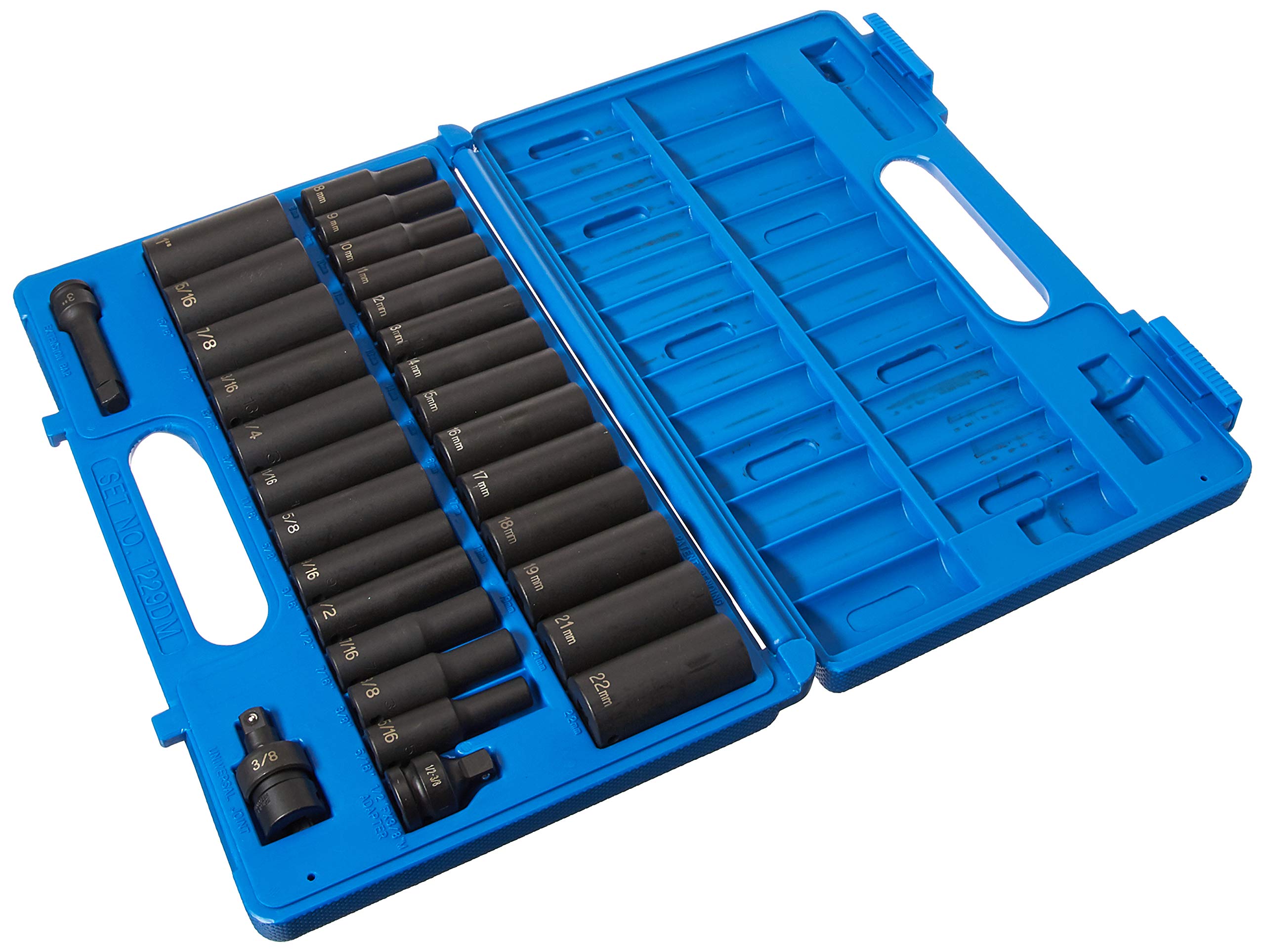 29-Piece 3/8 In. Drive 6-Point Sae And Metric Deep Impact Socket Set