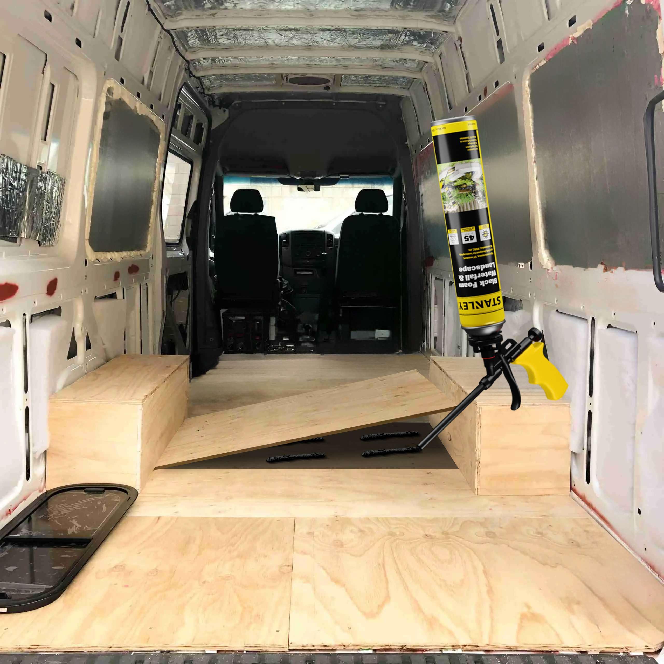 STANLEY Black Spray Foam Pro - 24 oz Expanding Foam Sealant, Waterproof, UV Resistant, Strong Adhesion for RV & Automotive