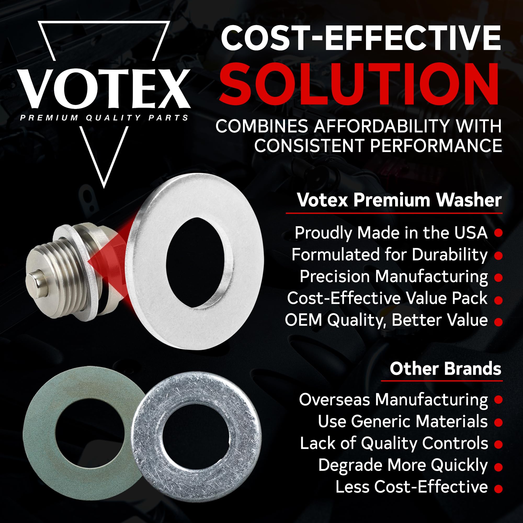 Votex - Made In Usa - Acwm12-20 Pack - M12 Aluminum Oil Or Coolant Crush Washers/Drain Plug Seal Ring Gasket