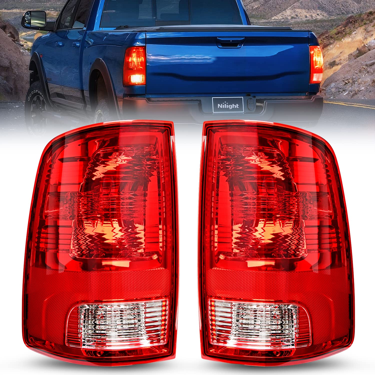 Nilight Taillight Assembly for 2009 2010 2011 2012 2013 2014 2015 2016 2017 2018 Dodge Ram 1500 2500 3500 Rear Lamp Replacement 