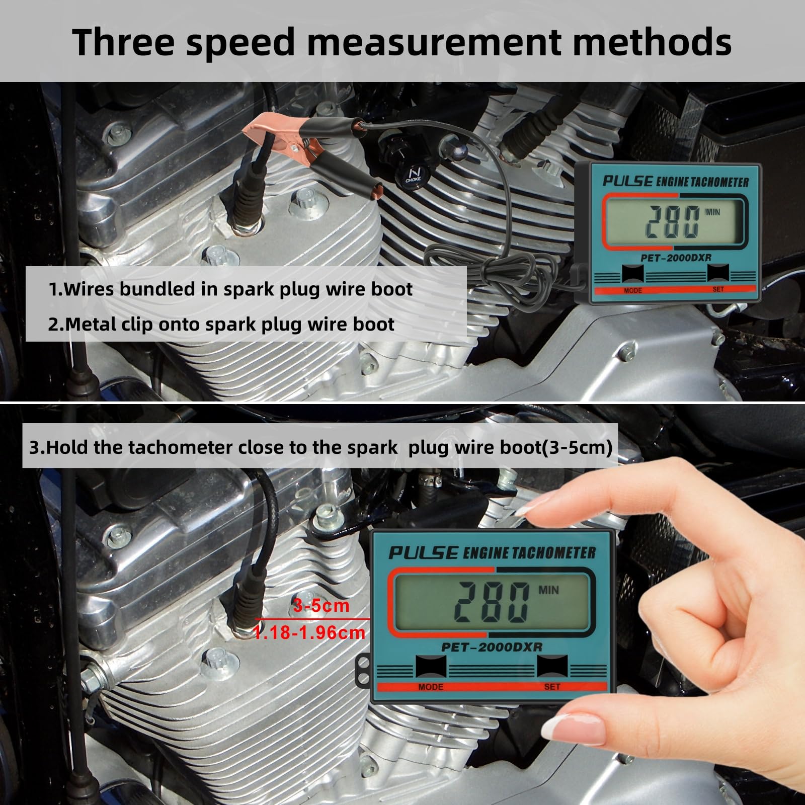 Digital Tachometer - Chainsaw Tachometer Tach Gauge Digital Display Pulse Speedometer For Chain Saw Cropper Generator Lawn Mower Rv Atv Dirt Bike Motocross Boat Tractor (A)